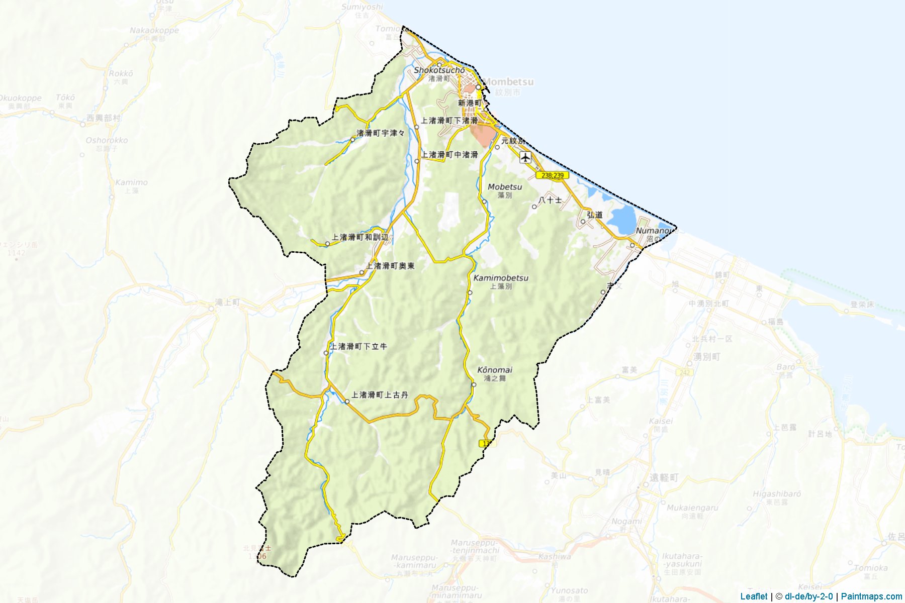 Monbetsu (Hokkaido Prefecture) Map Cropping Samples-1