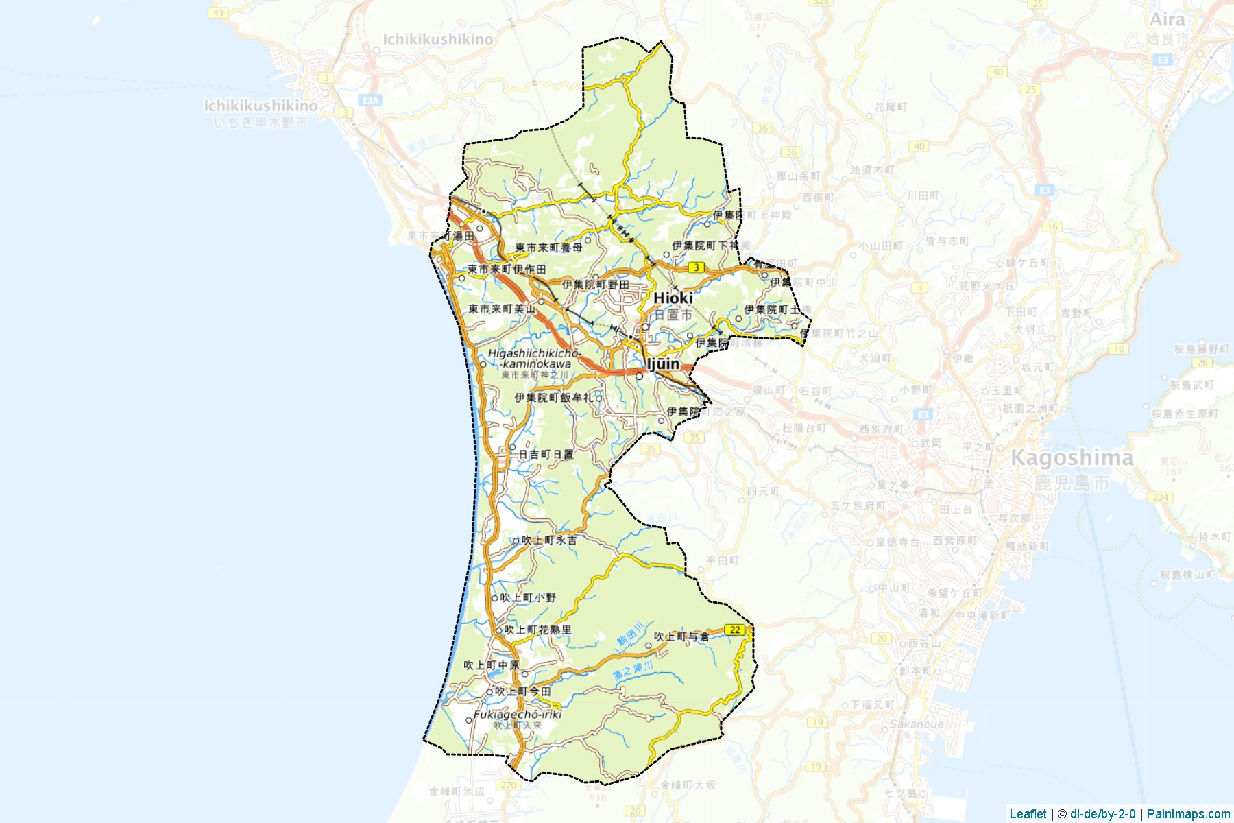 Hioki (Kagoshima Prefecture) Map Cropping Samples-1