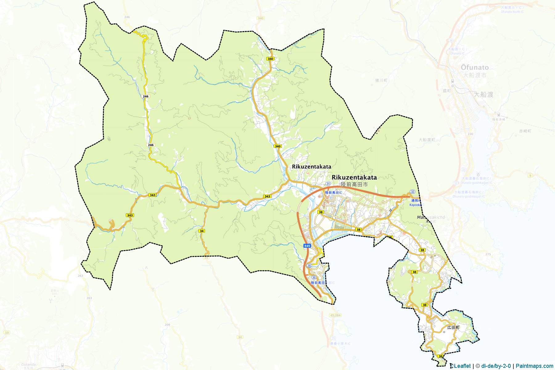 Rikuzentakata (Iwate Prefecture) Map Cropping Samples-1