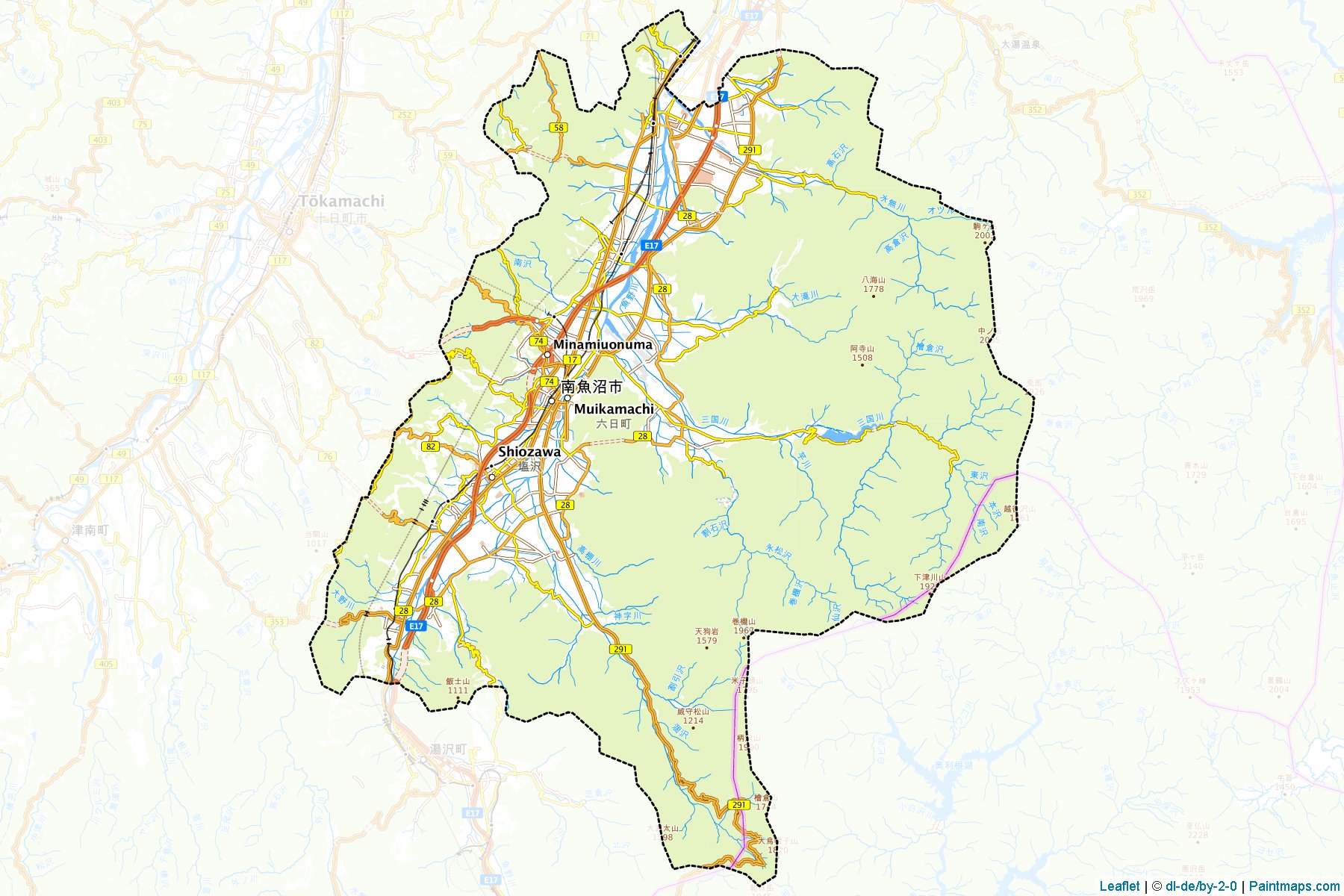 Minamiuonuma (Niigata Prefecture) Map Cropping Samples-1