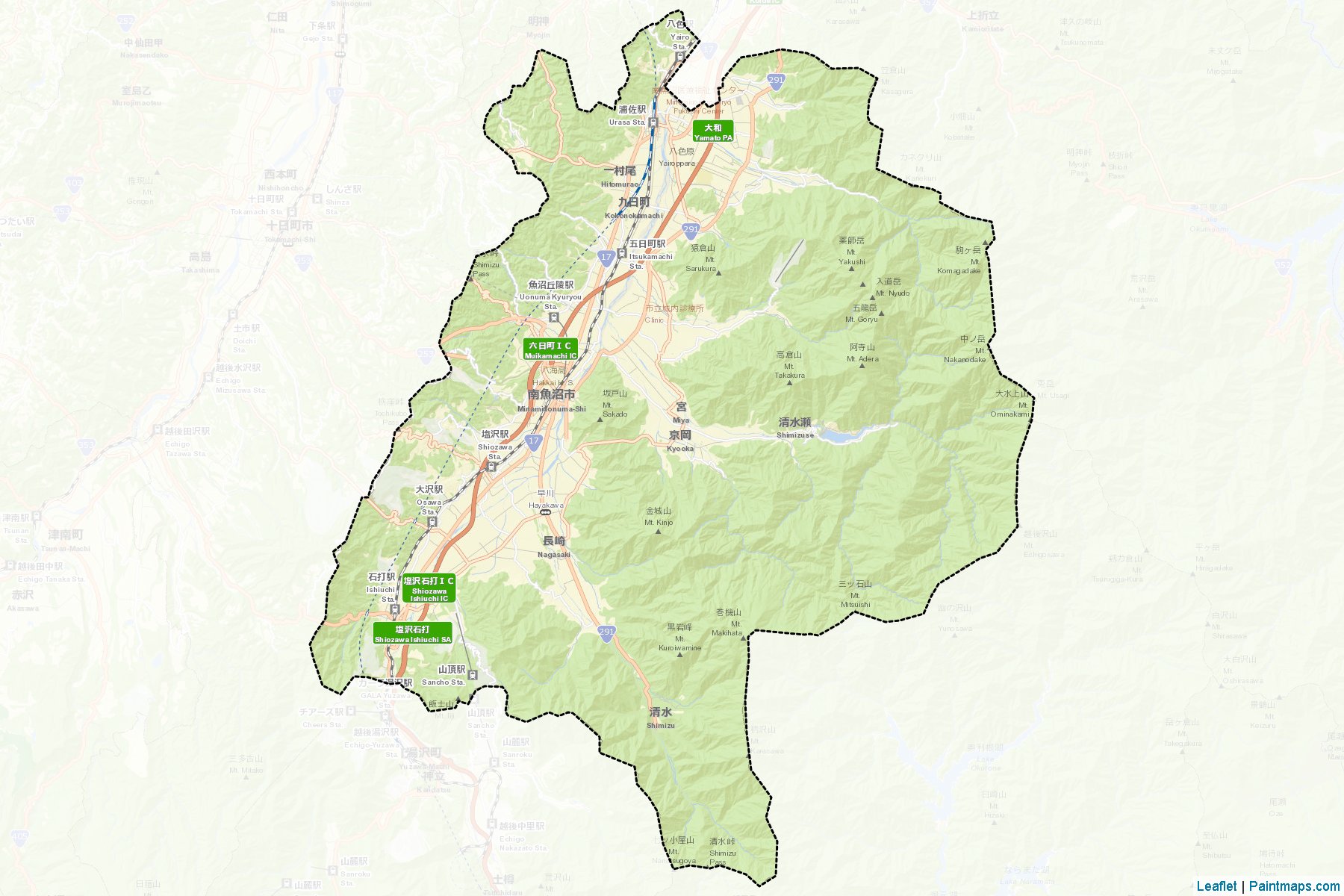 Minamiuonuma (Niigata Prefecture) Map Cropping Samples-2