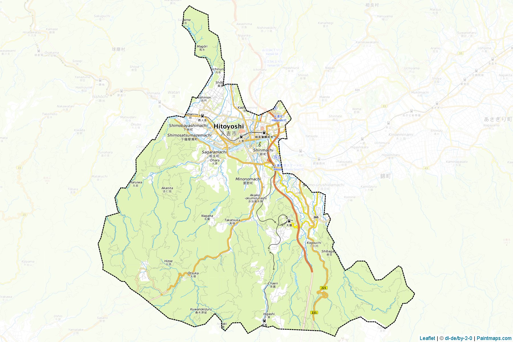 Hitoyoshi (Kumamoto Prefecture) Map Cropping Samples-1