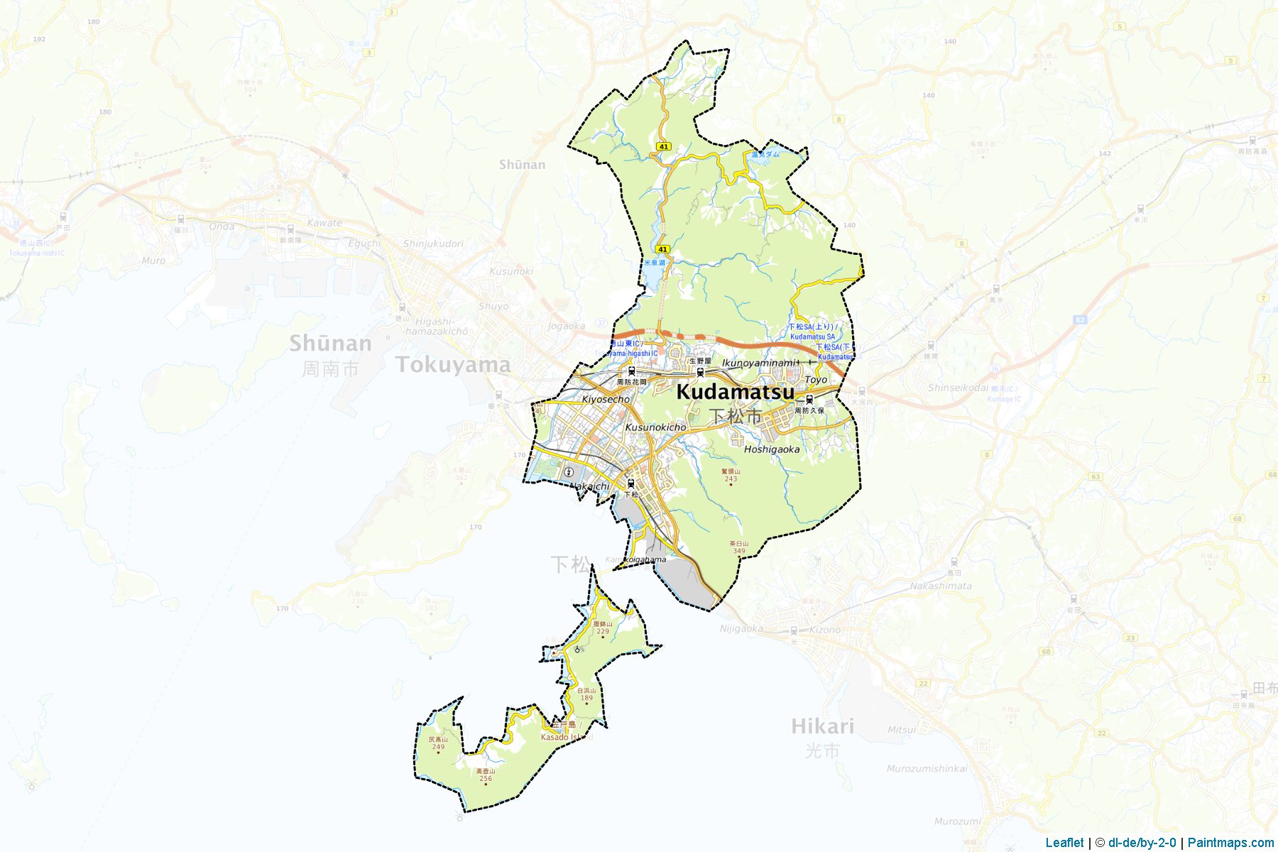 Muestras de recorte de mapas Kudamatsu (Yamaguchi)-1