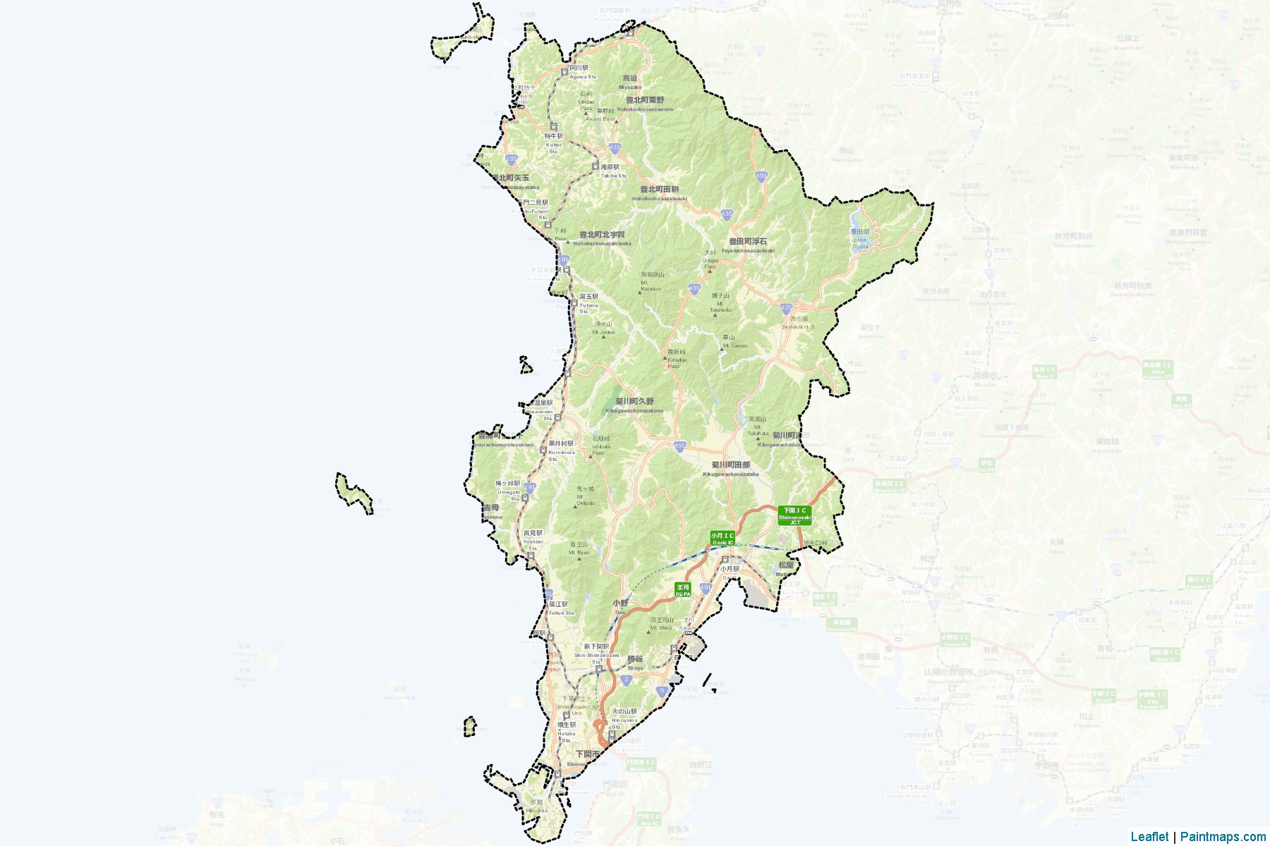 Shimonoseki (Yamaguchi Prefecture) Map Cropping Samples-2