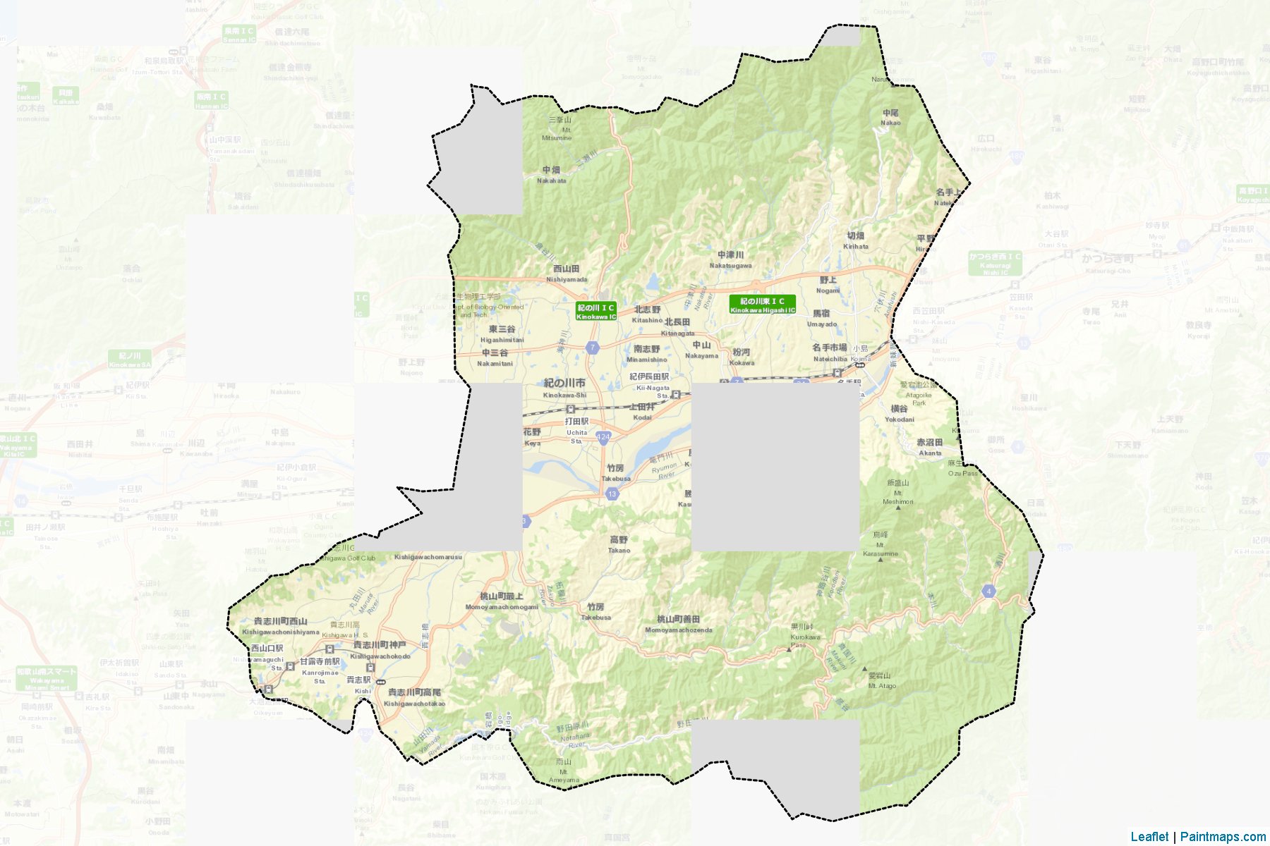 Muestras de recorte de mapas Kinokawa (Wakayama)-2