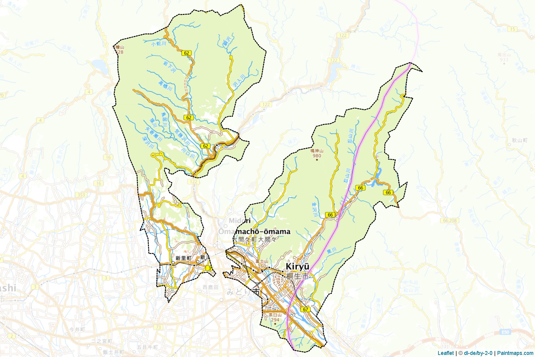 Kiryu (Gunma Prefecture) Map Cropping Samples-1