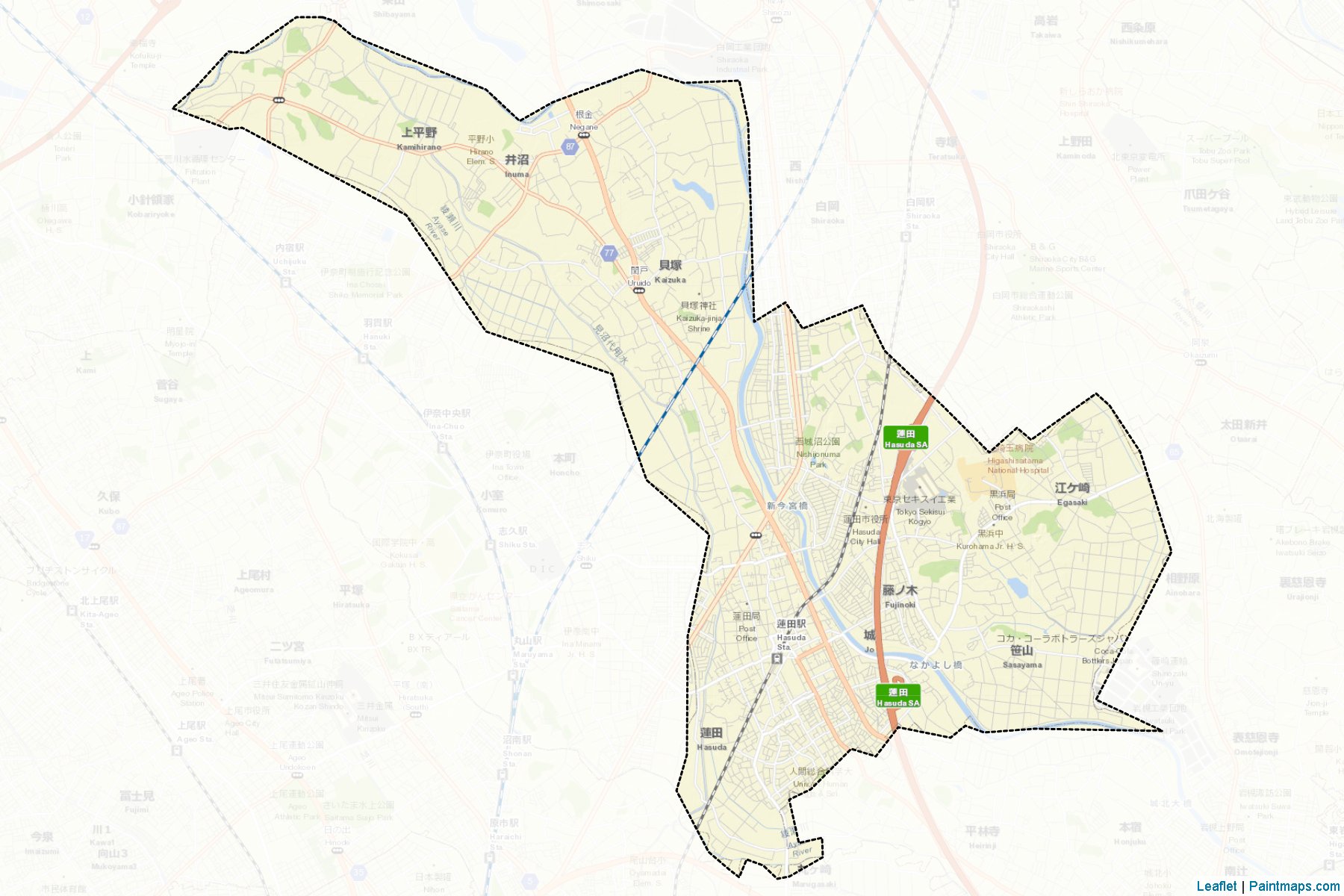 Hasuda (Saitama Prefecture) Map Cropping Samples-2