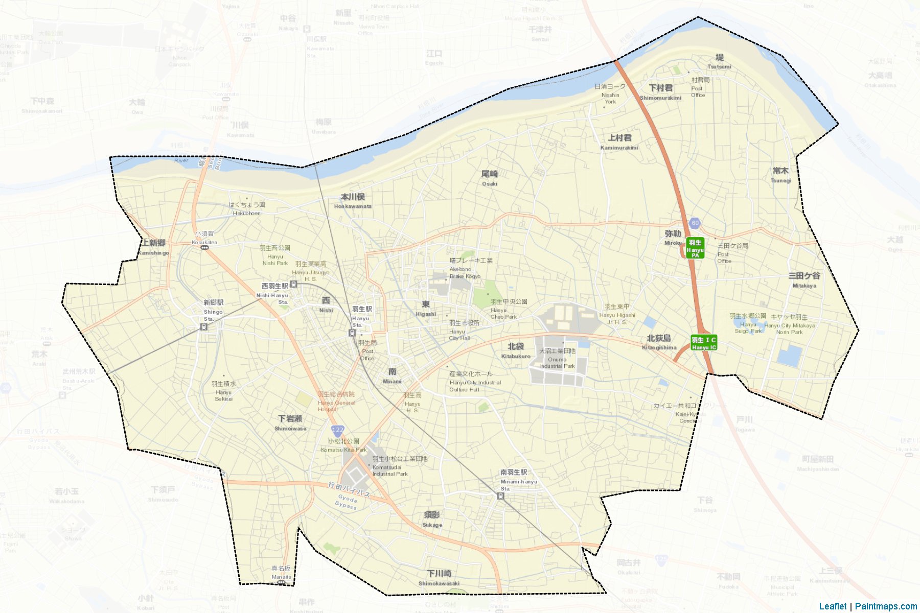 Hanyu (Saitama Prefecture) Map Cropping Samples-2
