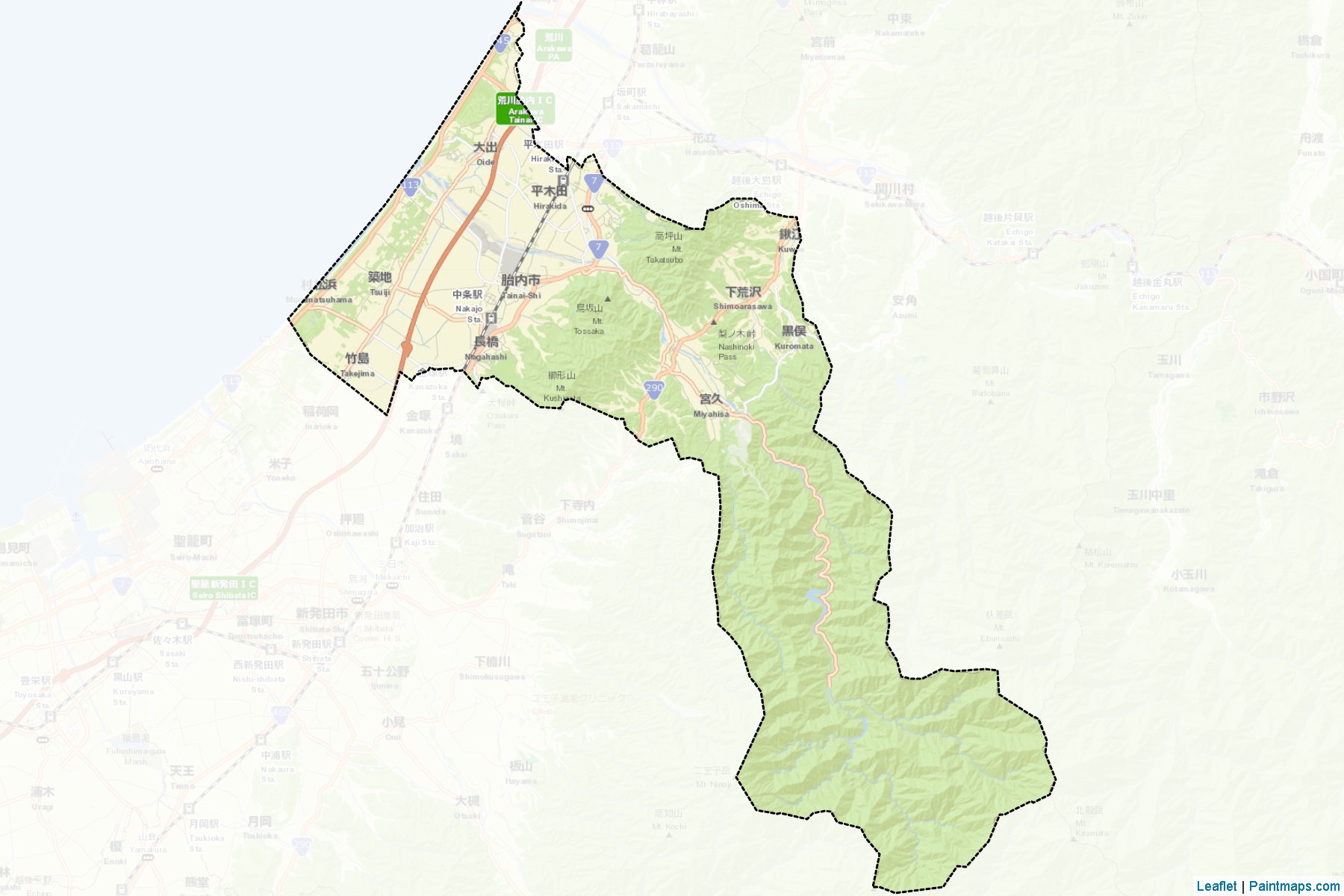 Tainai (Niigata Prefecture) Map Cropping Samples-2