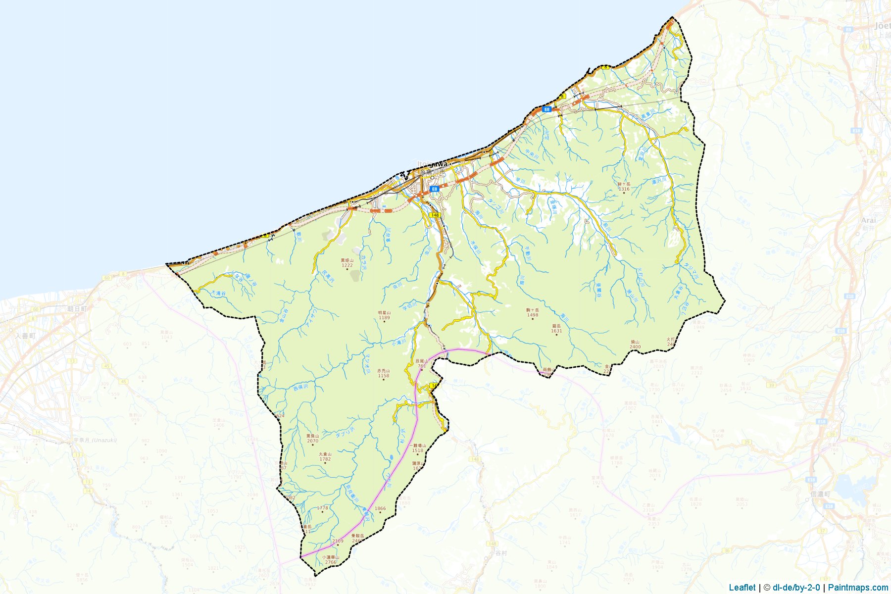 Muestras de recorte de mapas Itoigawa (Niigata)-1