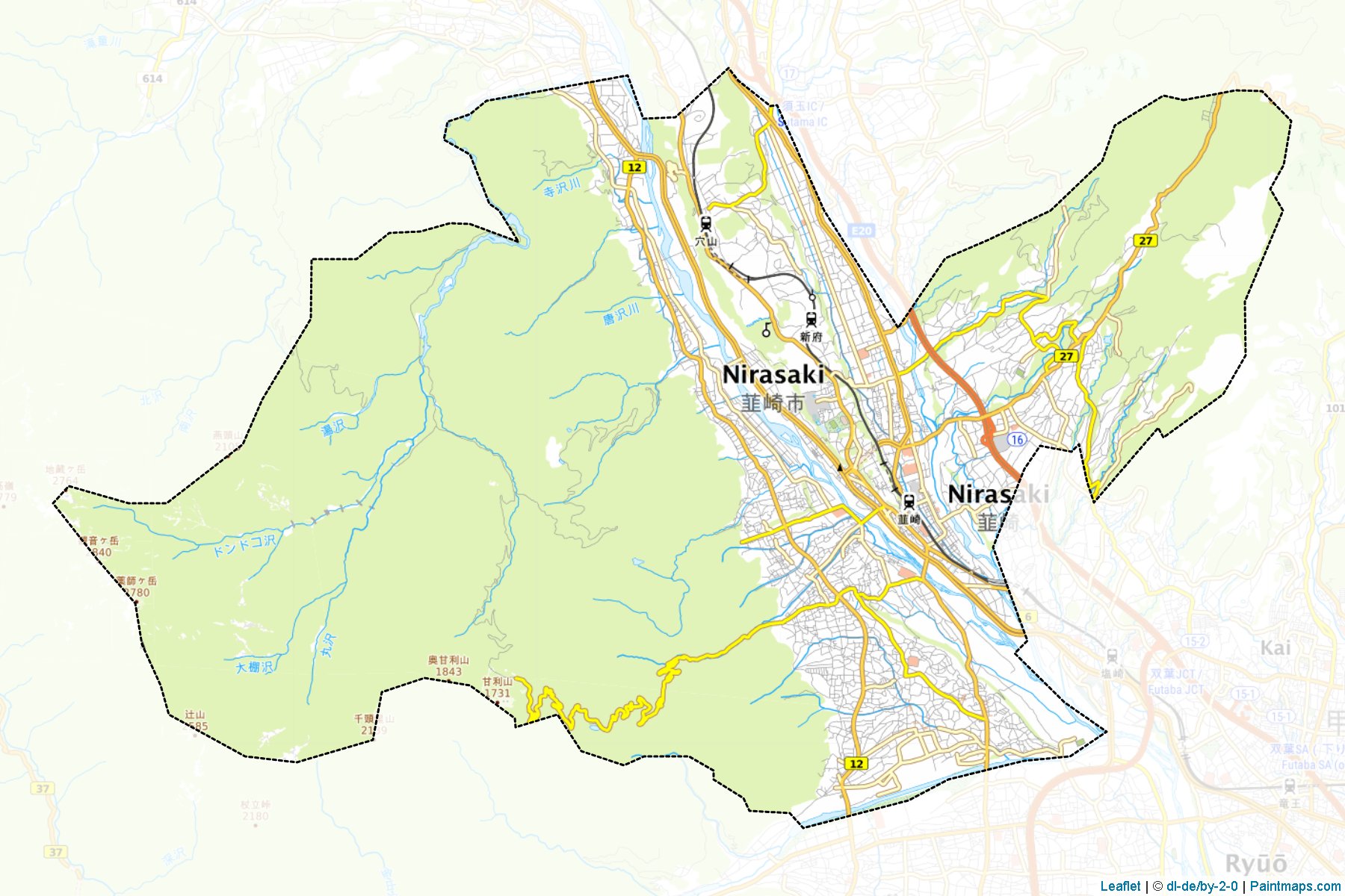 Nirasaki (Yamanashi Prefecture) Map Cropping Samples-1