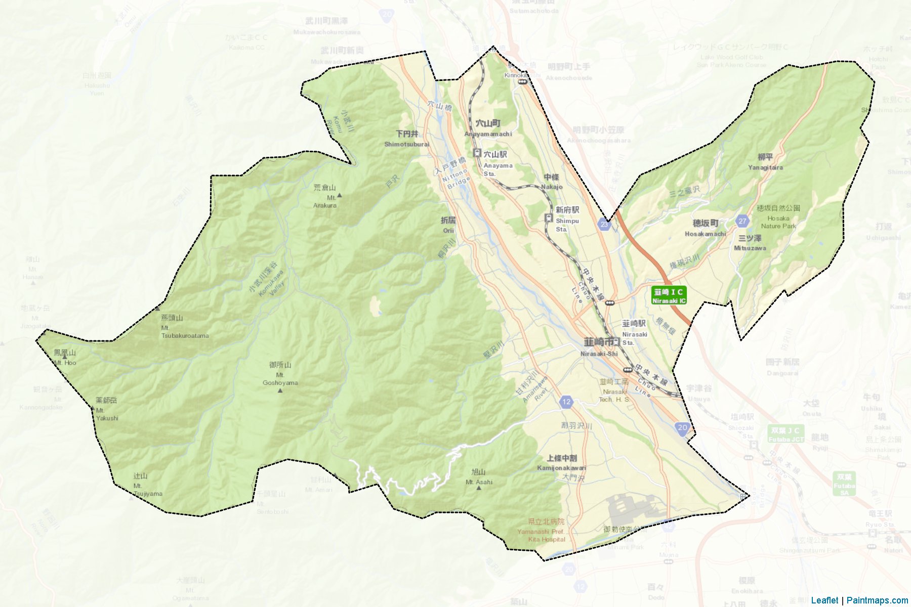 Nirasaki (Yamanashi Prefecture) Map Cropping Samples-2