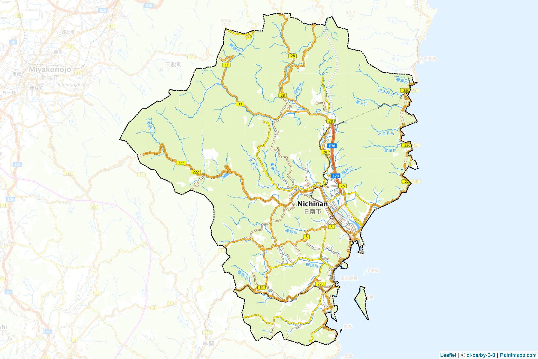 Nichinan (Miyazaki Prefecture) Map Cropping Samples-1