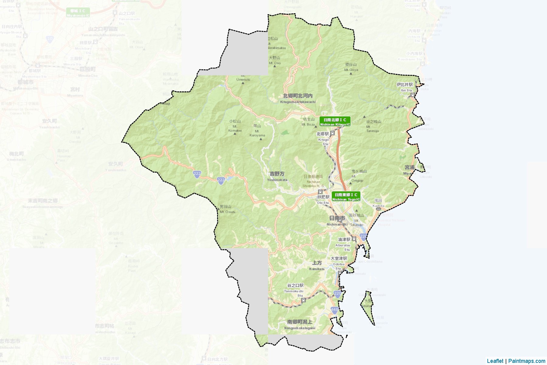 Nichinan (Miyazaki Prefecture) Map Cropping Samples-2