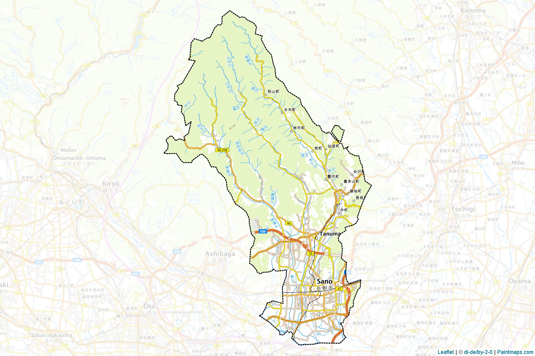 Muestras de recorte de mapas Sano (Tochigi)-1