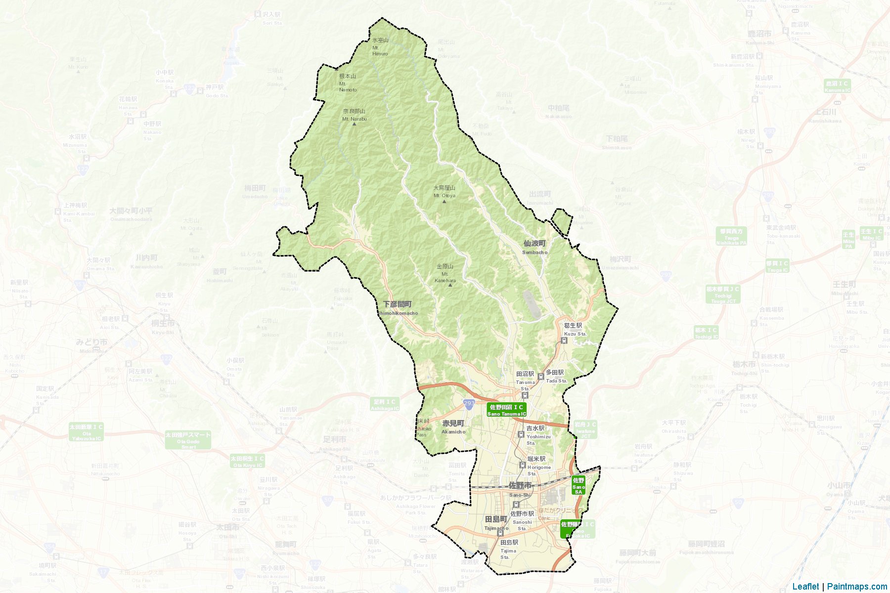 Muestras de recorte de mapas Sano (Tochigi)-2