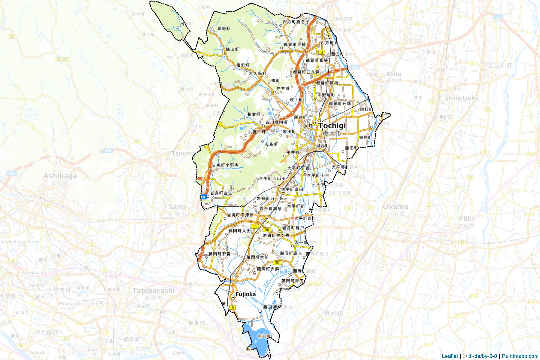 Tochigi (Tochigi Prefecture) Map Cropping Samples-1