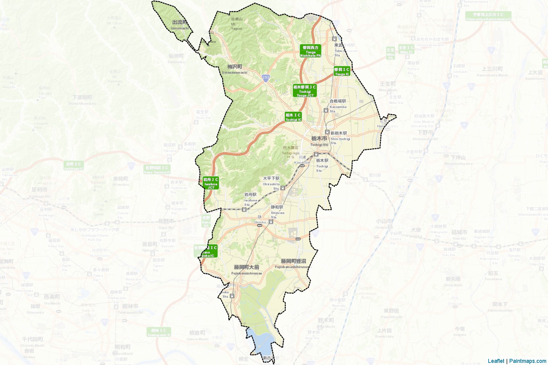 Tochigi (Tochigi Prefecture) Map Cropping Samples-2