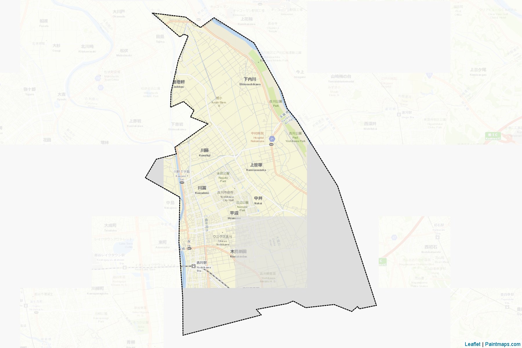 Yoshikawa (Saitama Prefecture) Map Cropping Samples-2