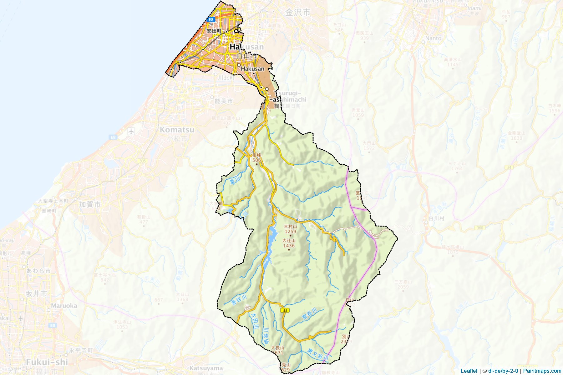 Hakusan (Ishikawa Prefecture) Map Cropping Samples-1