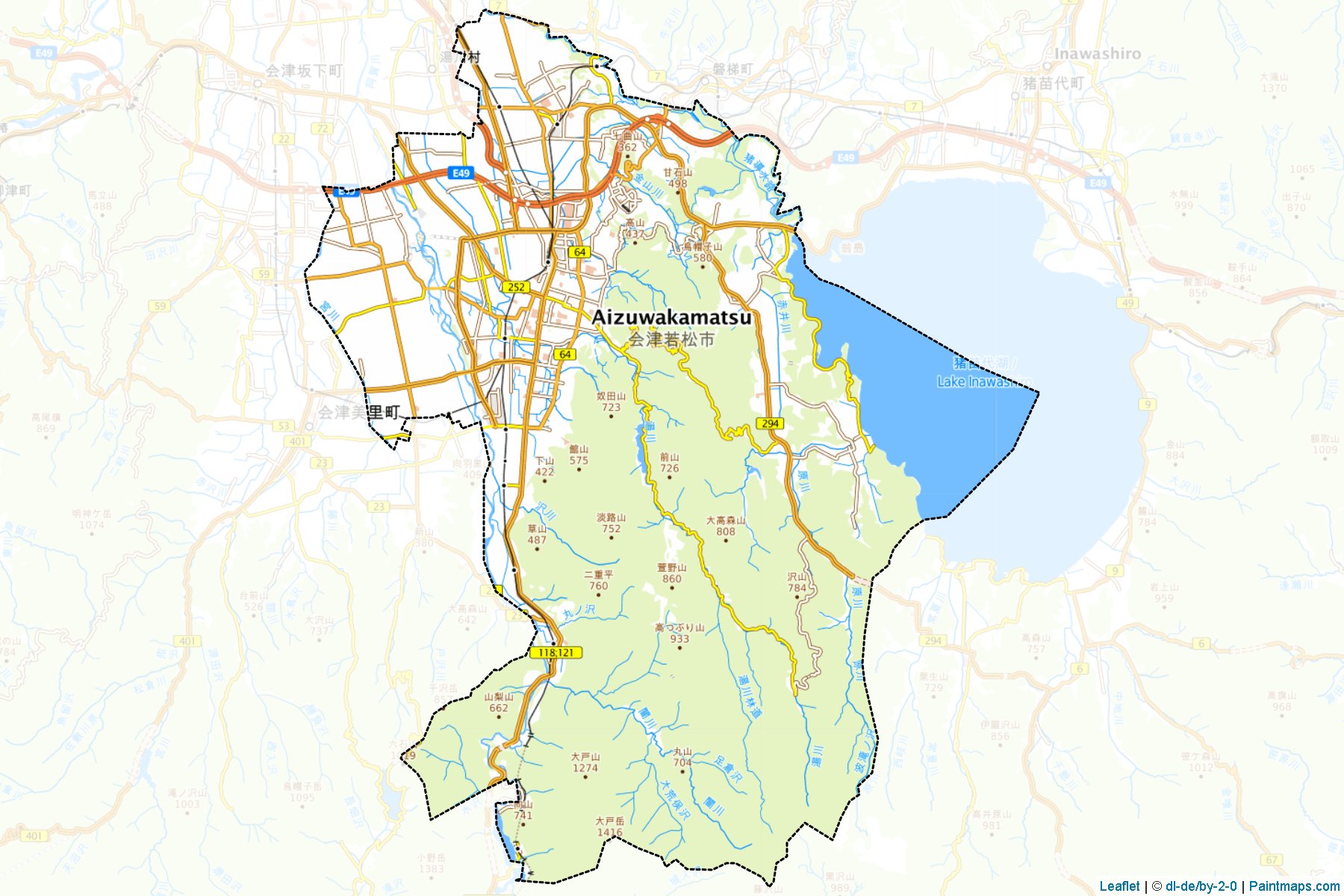 Aizuwakamatsu (Fukushima Prefecture) Map Cropping Samples-1