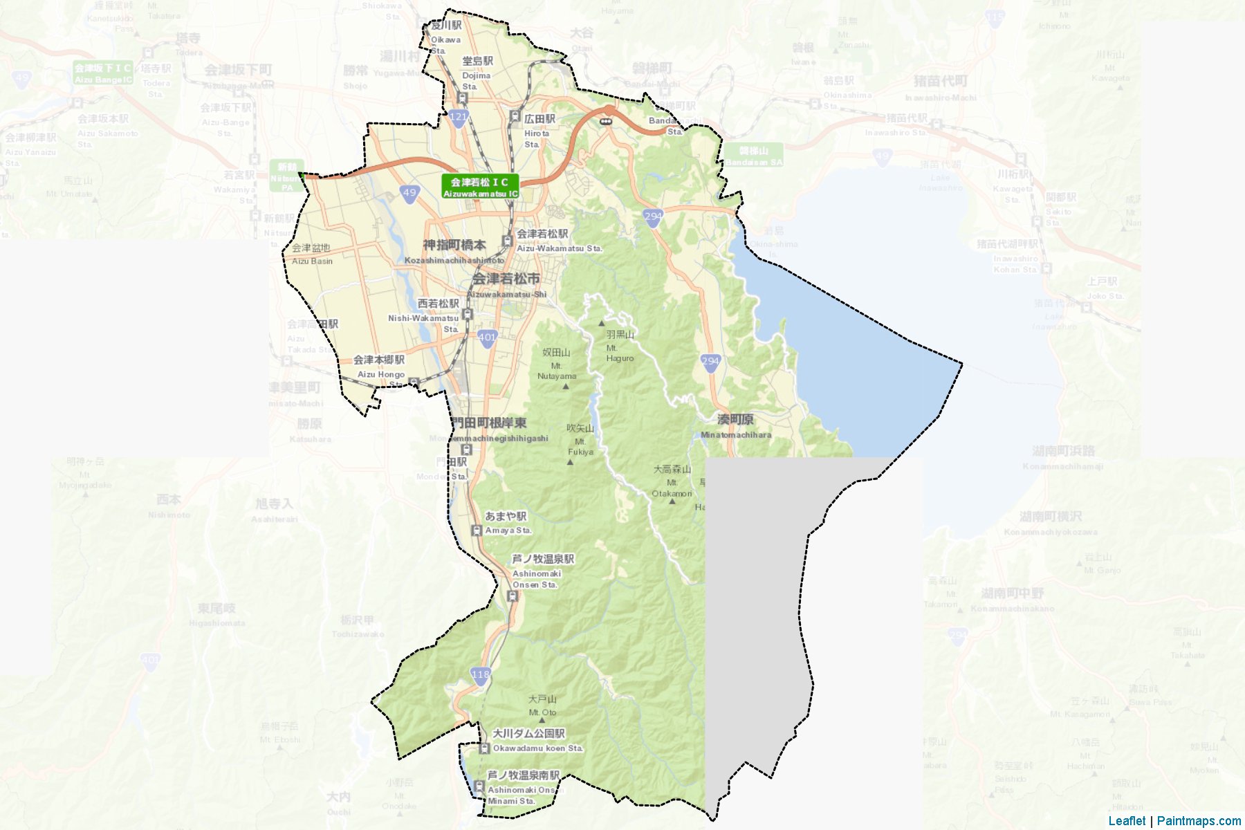 Aizuwakamatsu (Fukushima Prefecture) Map Cropping Samples-2