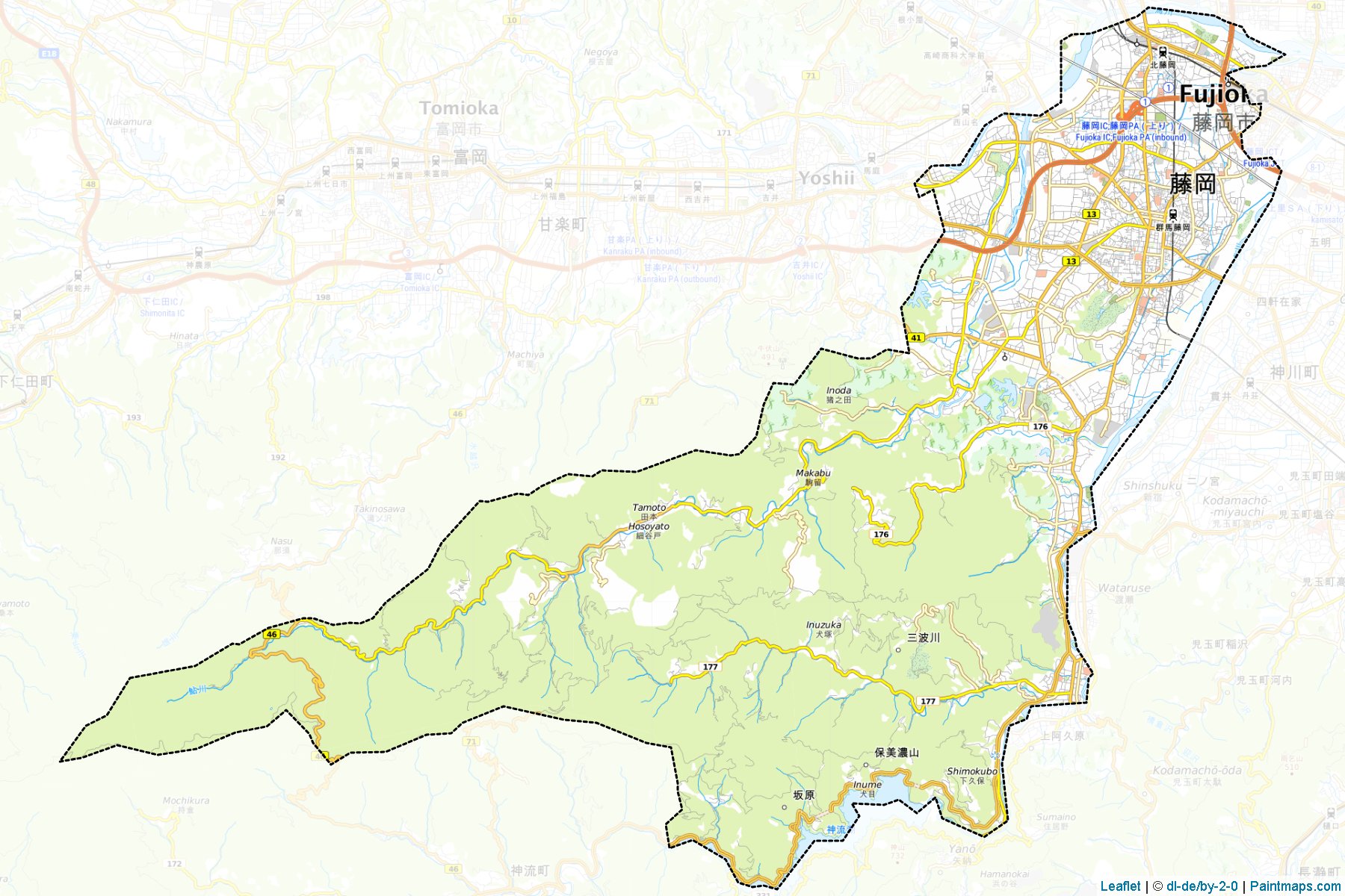 Muestras de recorte de mapas Fujioka (Gunma)-1