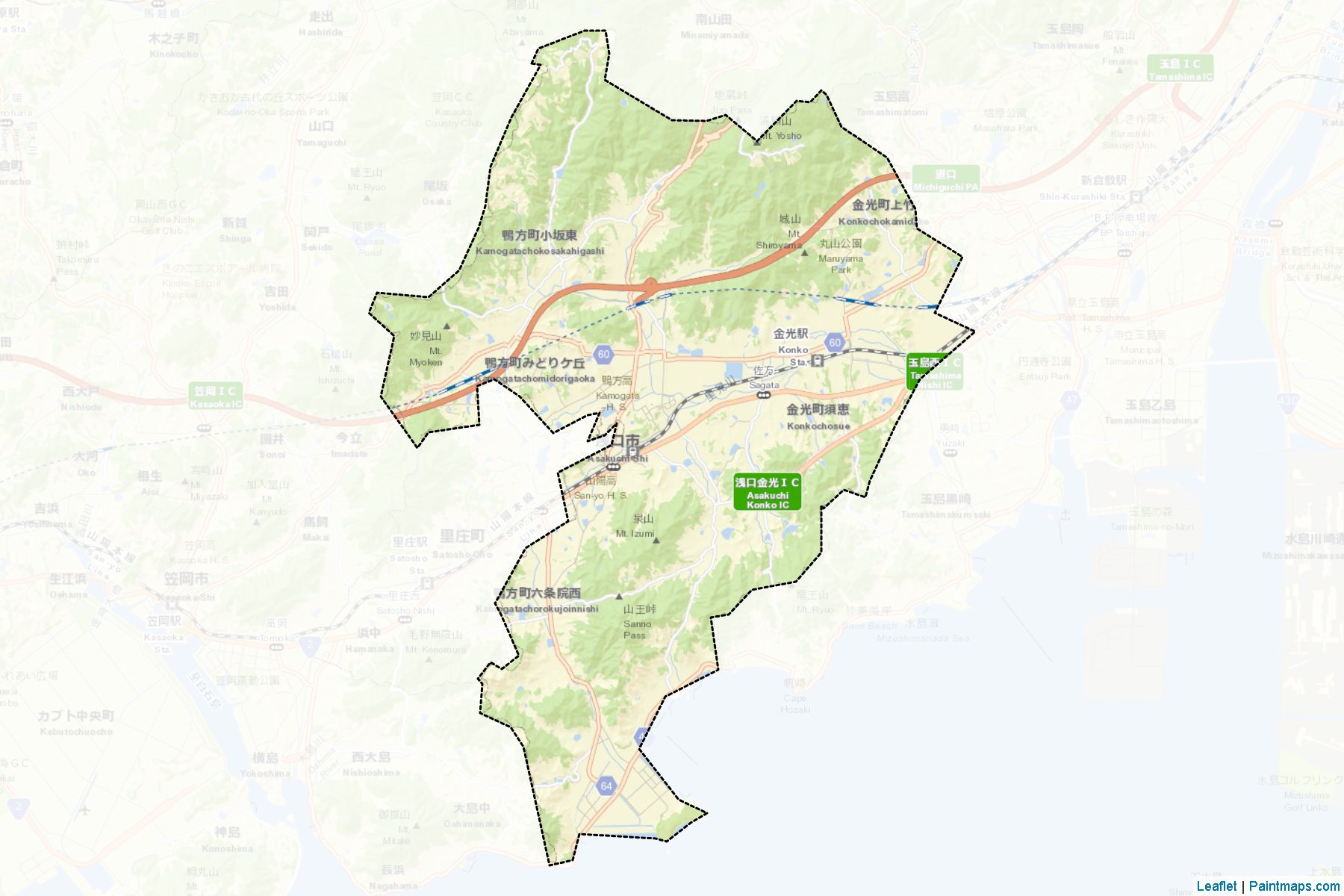 Asakuchi (Okayama Prefecture) Map Cropping Samples-2