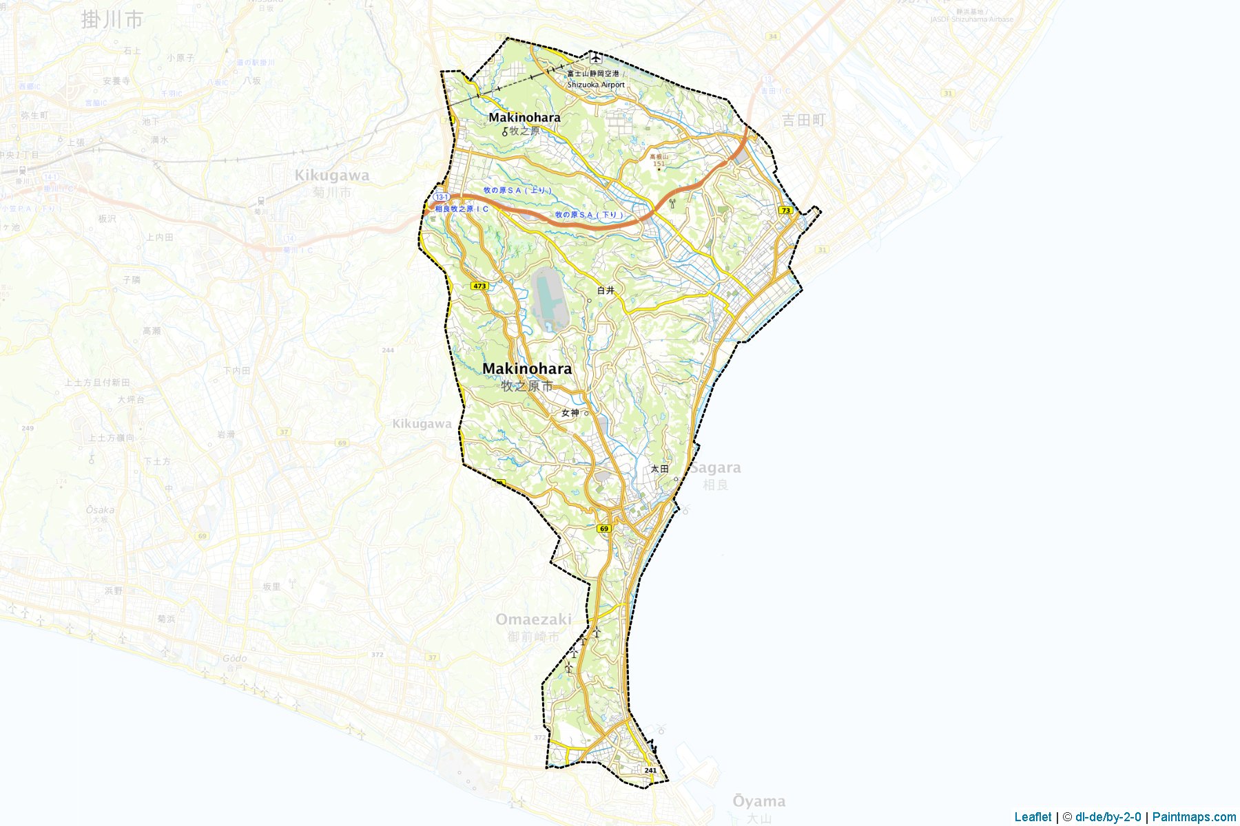 Makinohara (Shizuoka Prefecture) Map Cropping Samples-1