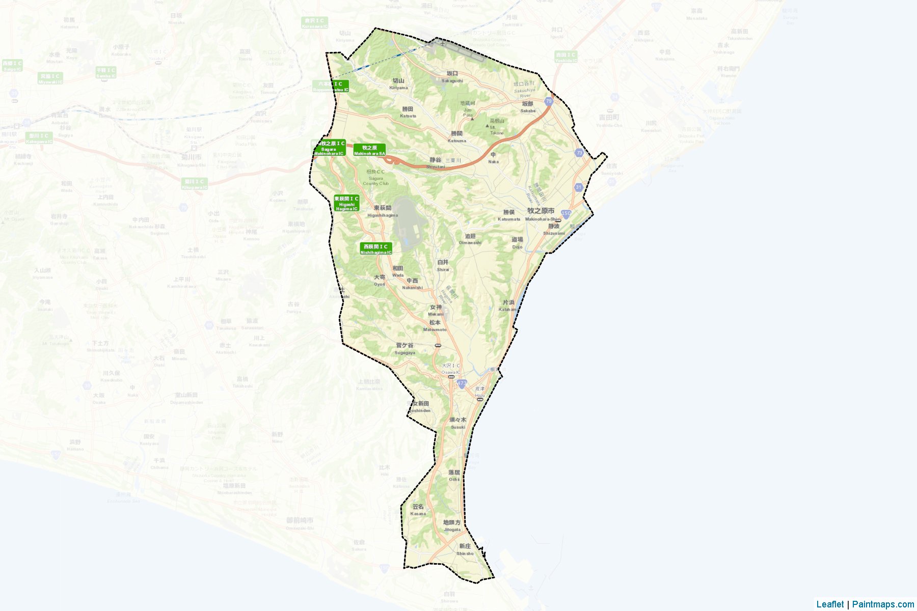 Makinohara (Shizuoka Prefecture) Map Cropping Samples-2