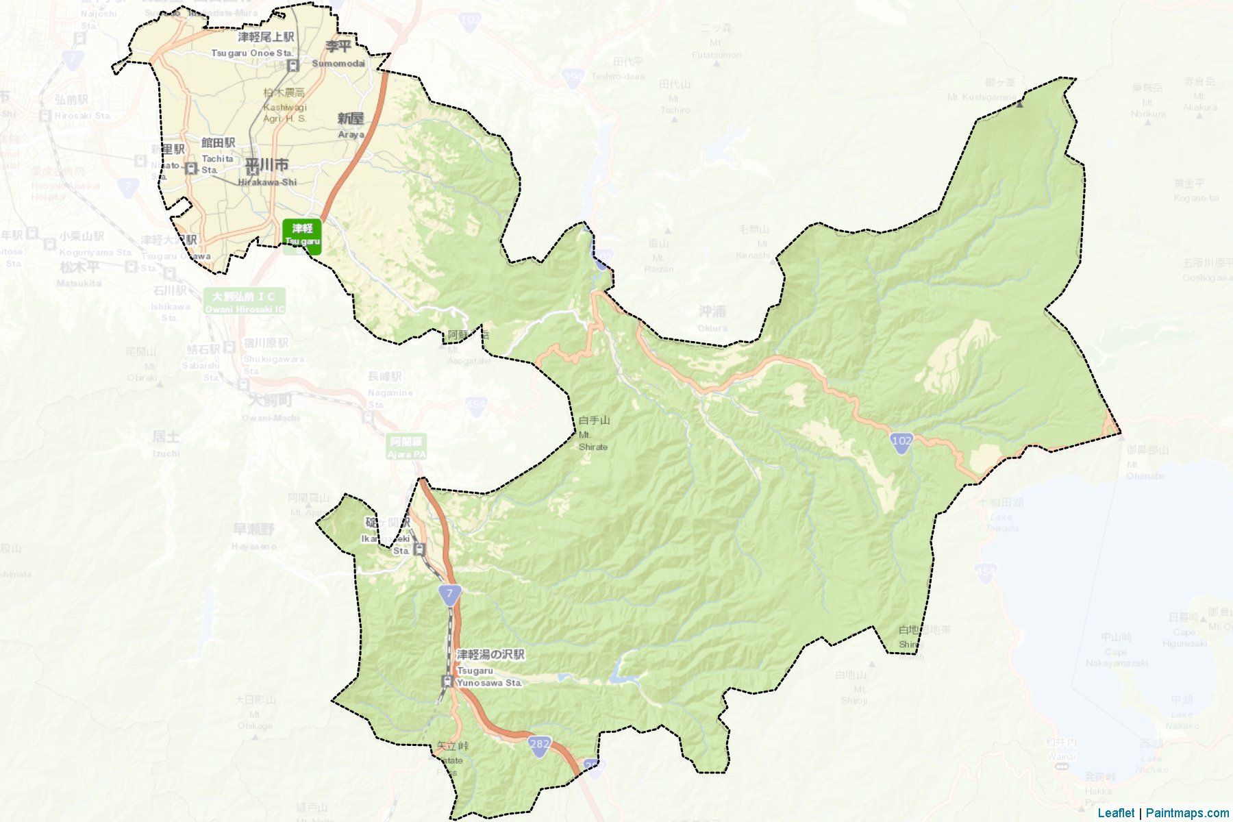 Hirakawa (Aomori Prefecture) Map Cropping Samples-2