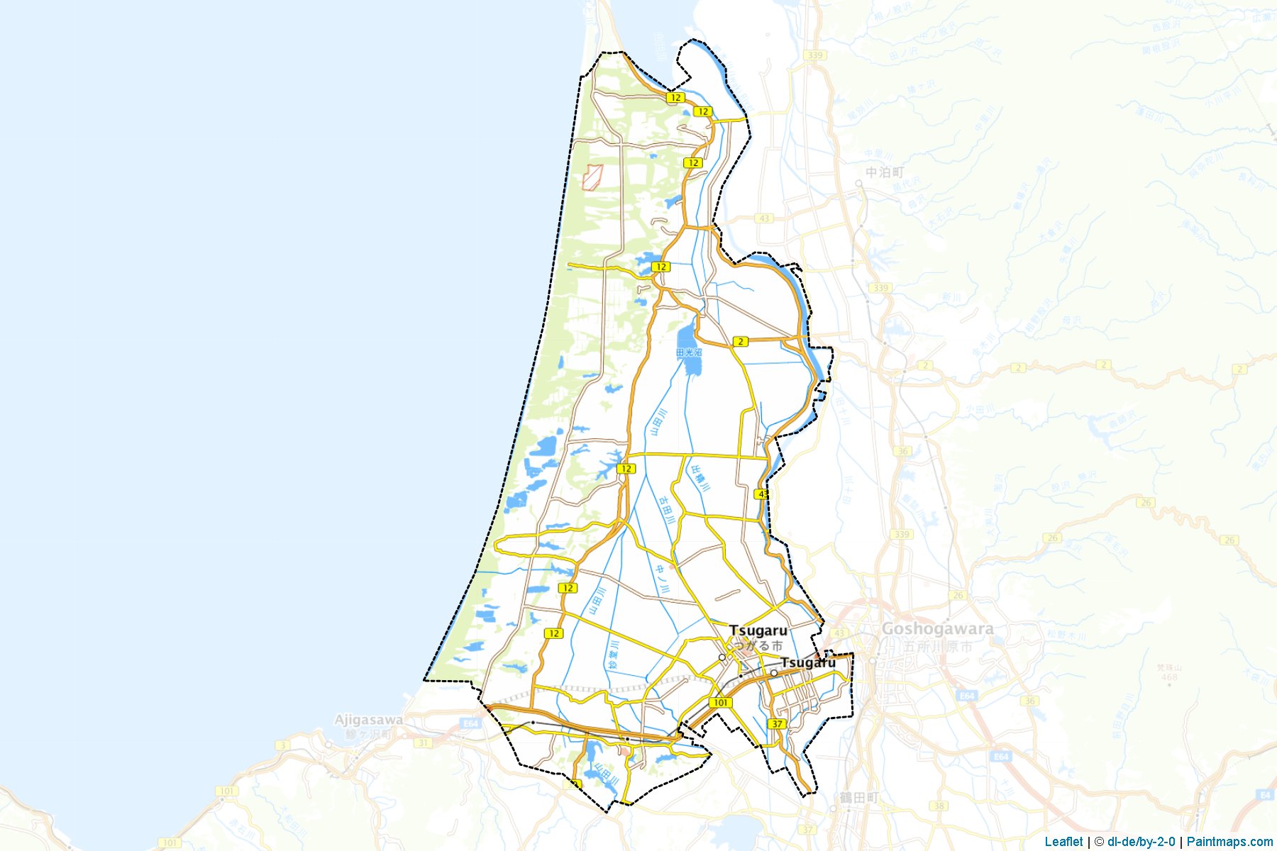 Tsugaru (Aomori Prefecture) Map Cropping Samples-1