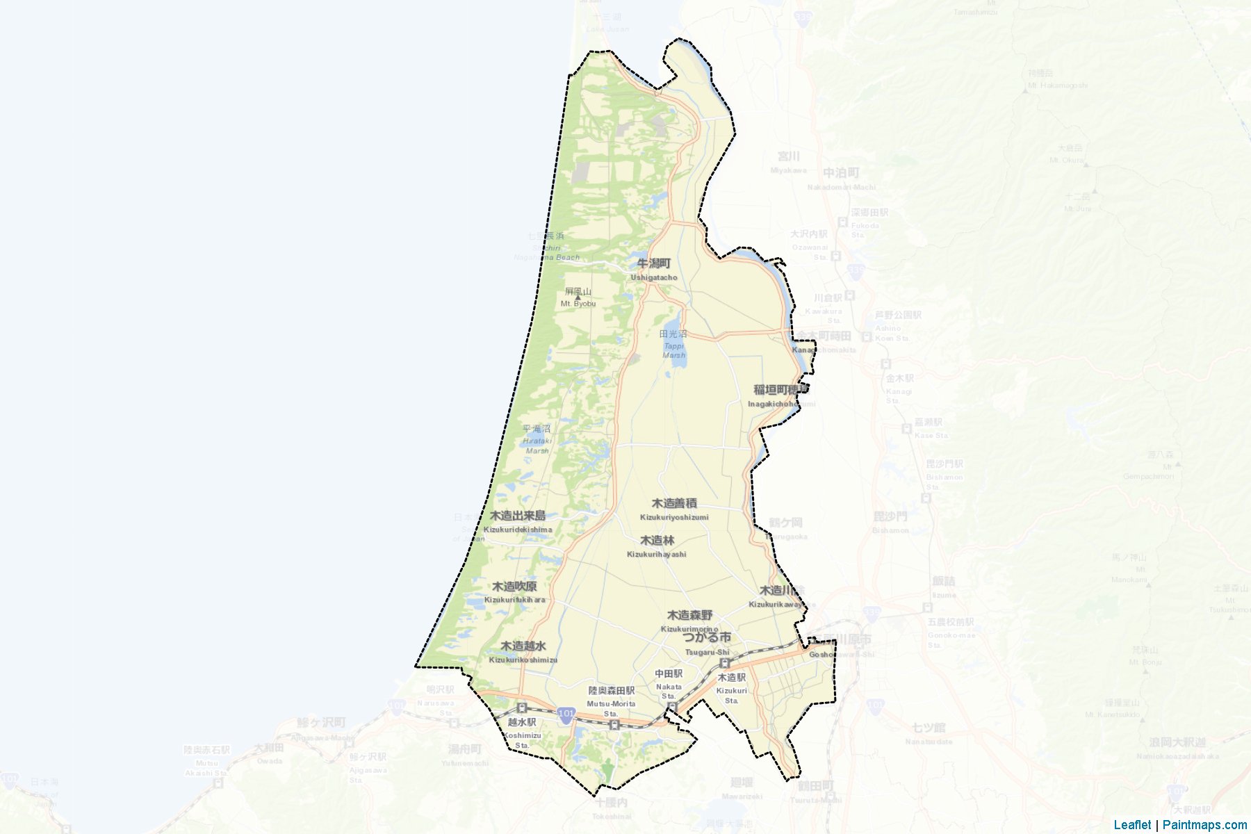 Tsugaru (Aomori Prefecture) Map Cropping Samples-2