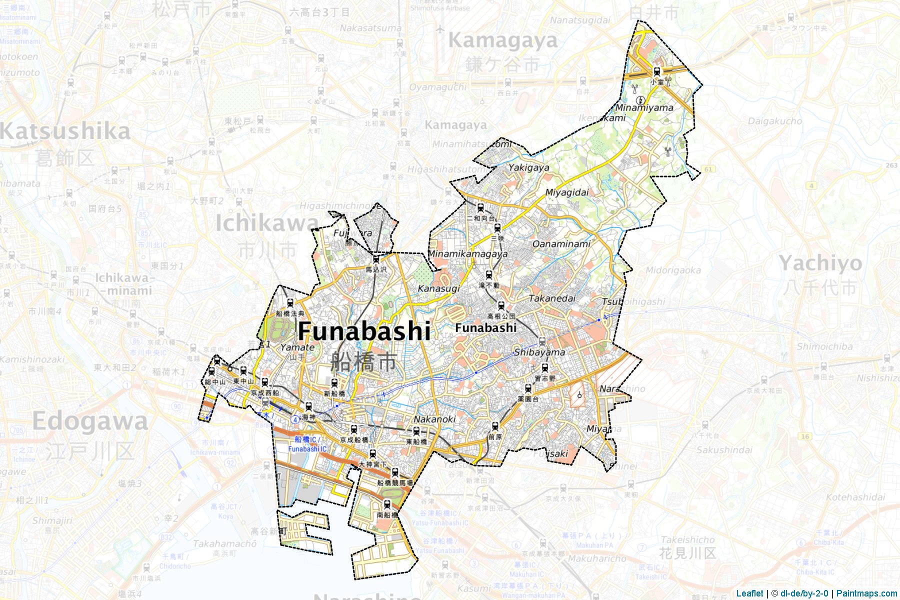 Funabashi (Chiba Prefecture) Map Cropping Samples-1