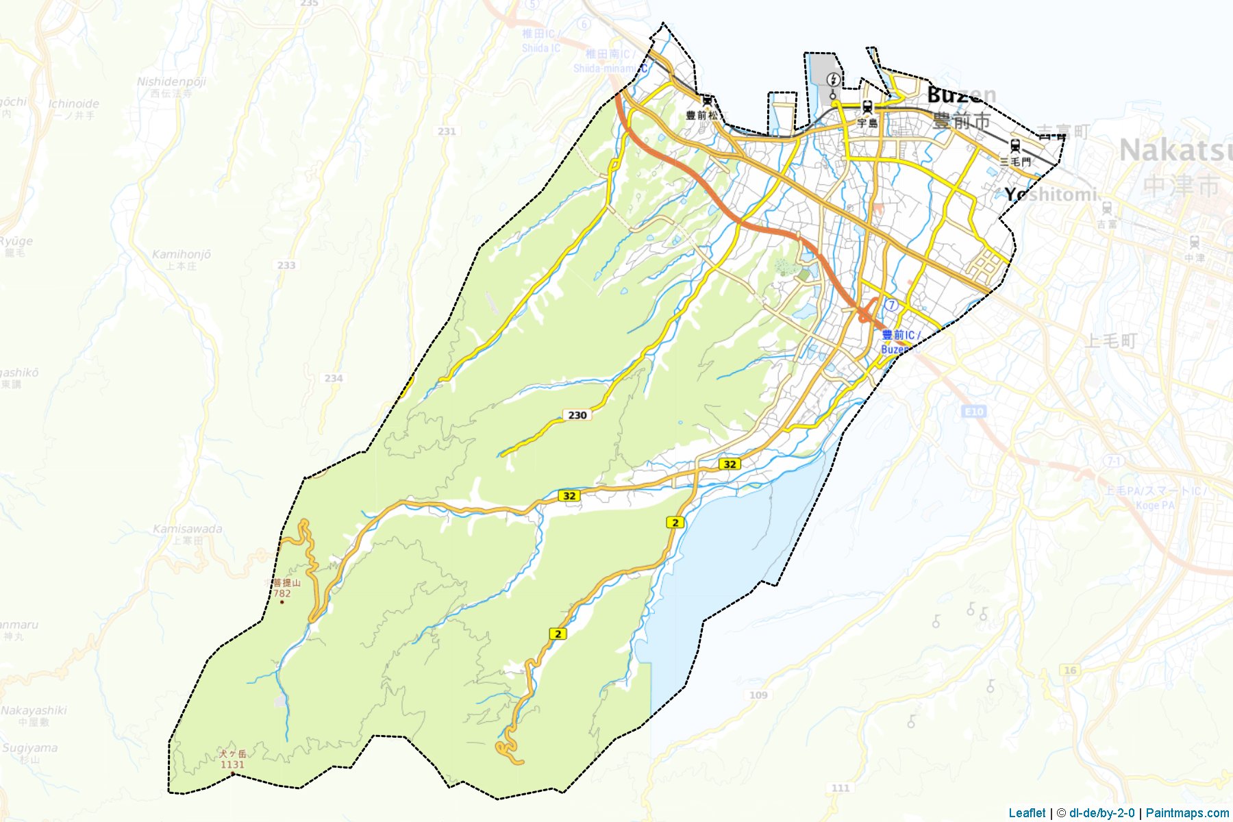 Muestras de recorte de mapas Buzen (Fukuoka)-1