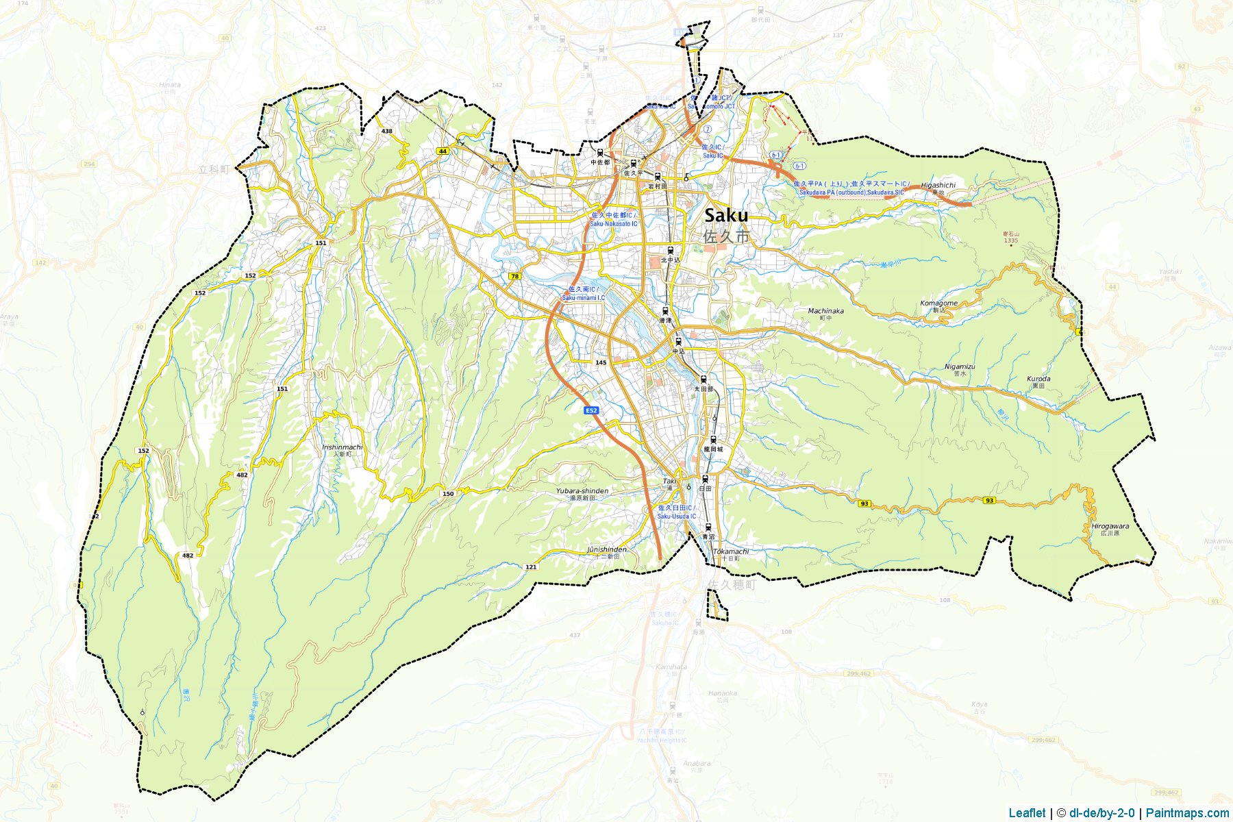 Muestras de recorte de mapas Saku (Nagano)-1