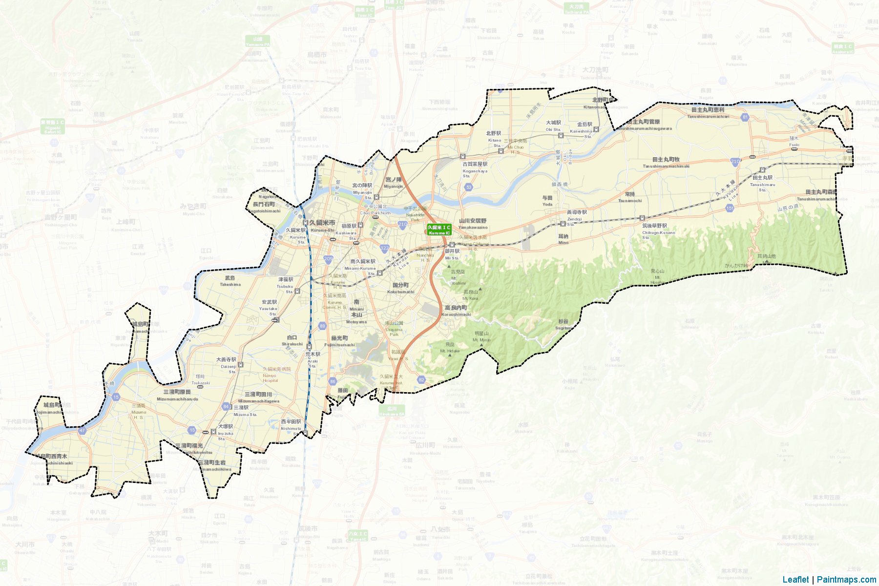 Kurume (Fukuoka Prefecture) Map Cropping Samples-2