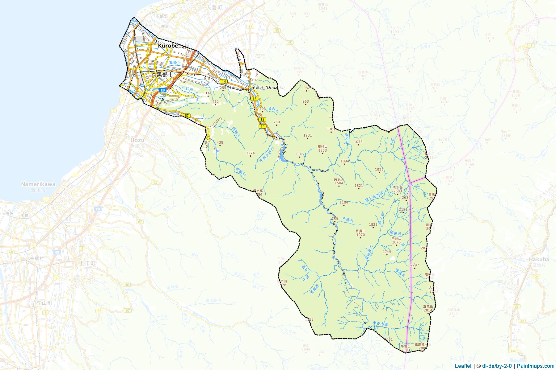 Muestras de recorte de mapas Kurobe (Toyama)-1