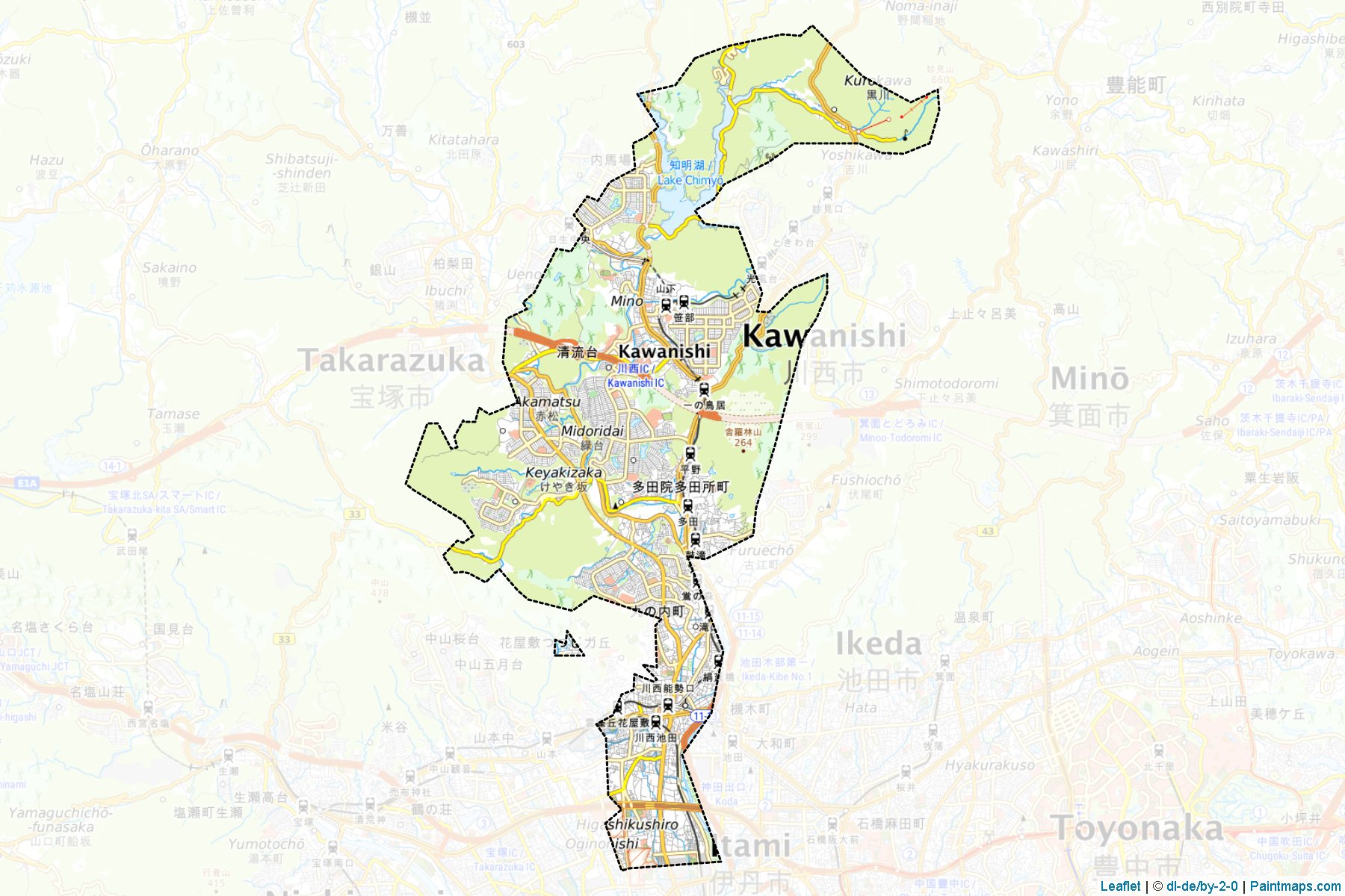 Kawanishi (Hyogo Prefecture) Map Cropping Samples-1