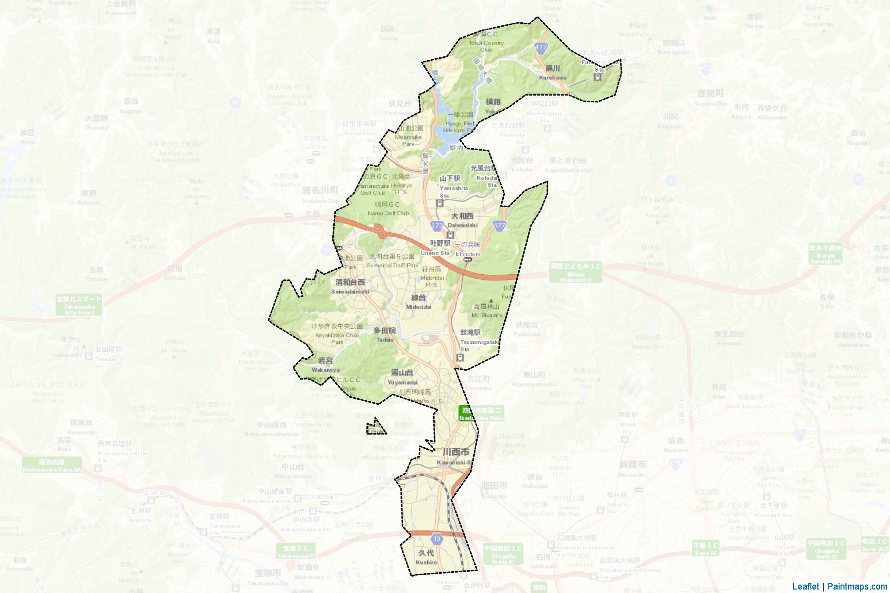 Kawanishi (Hyogo Prefecture) Map Cropping Samples-2