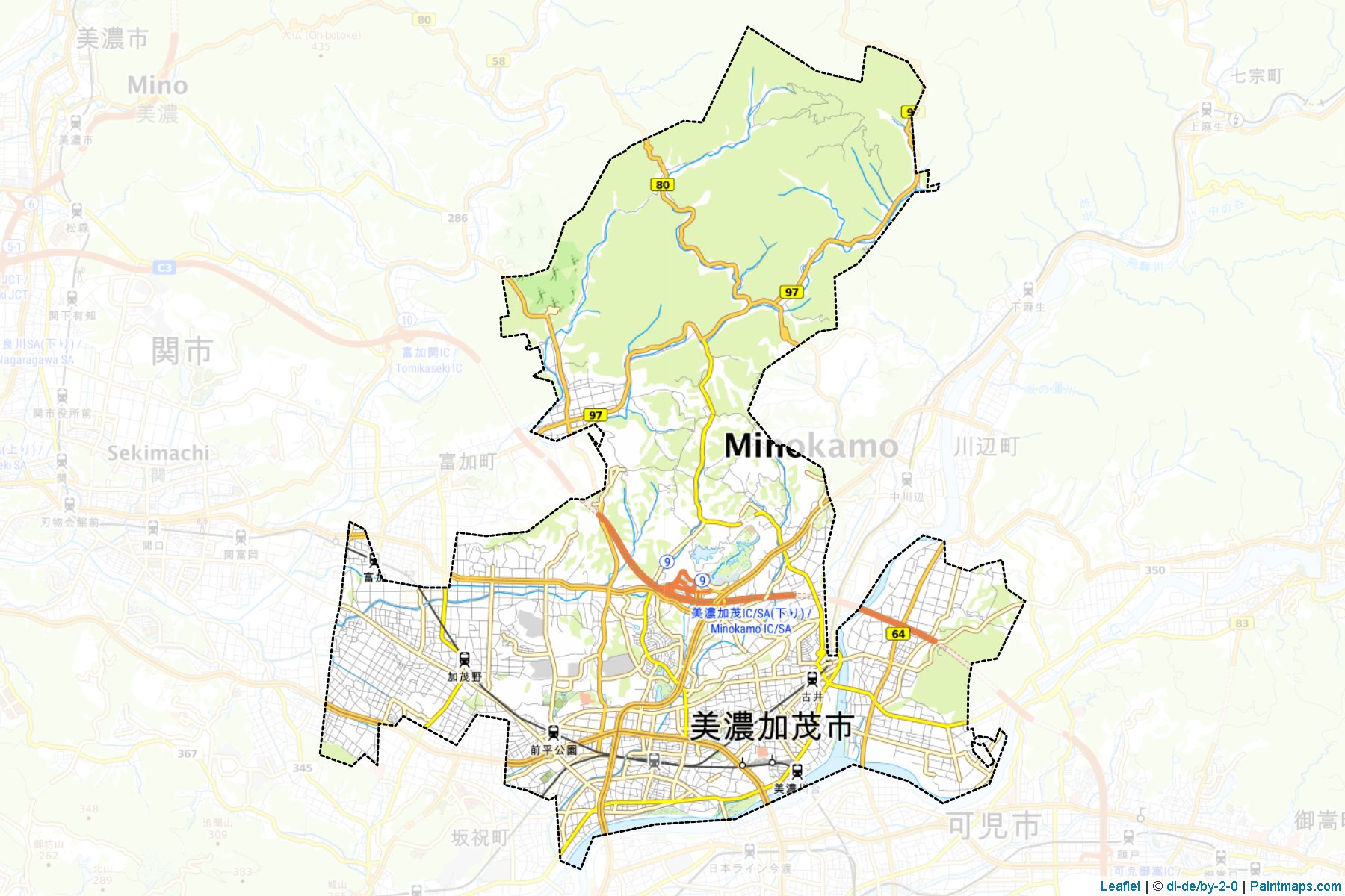 Muestras de recorte de mapas Minokamo (Gifu)-1