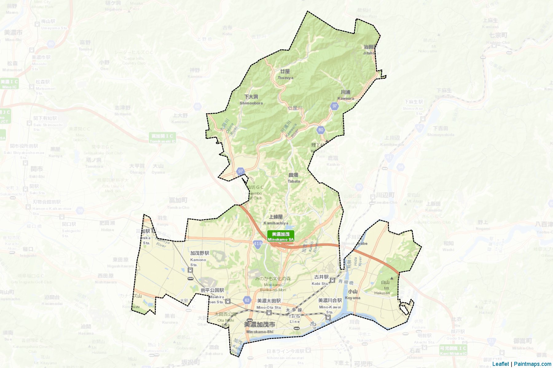 Muestras de recorte de mapas Minokamo (Gifu)-2