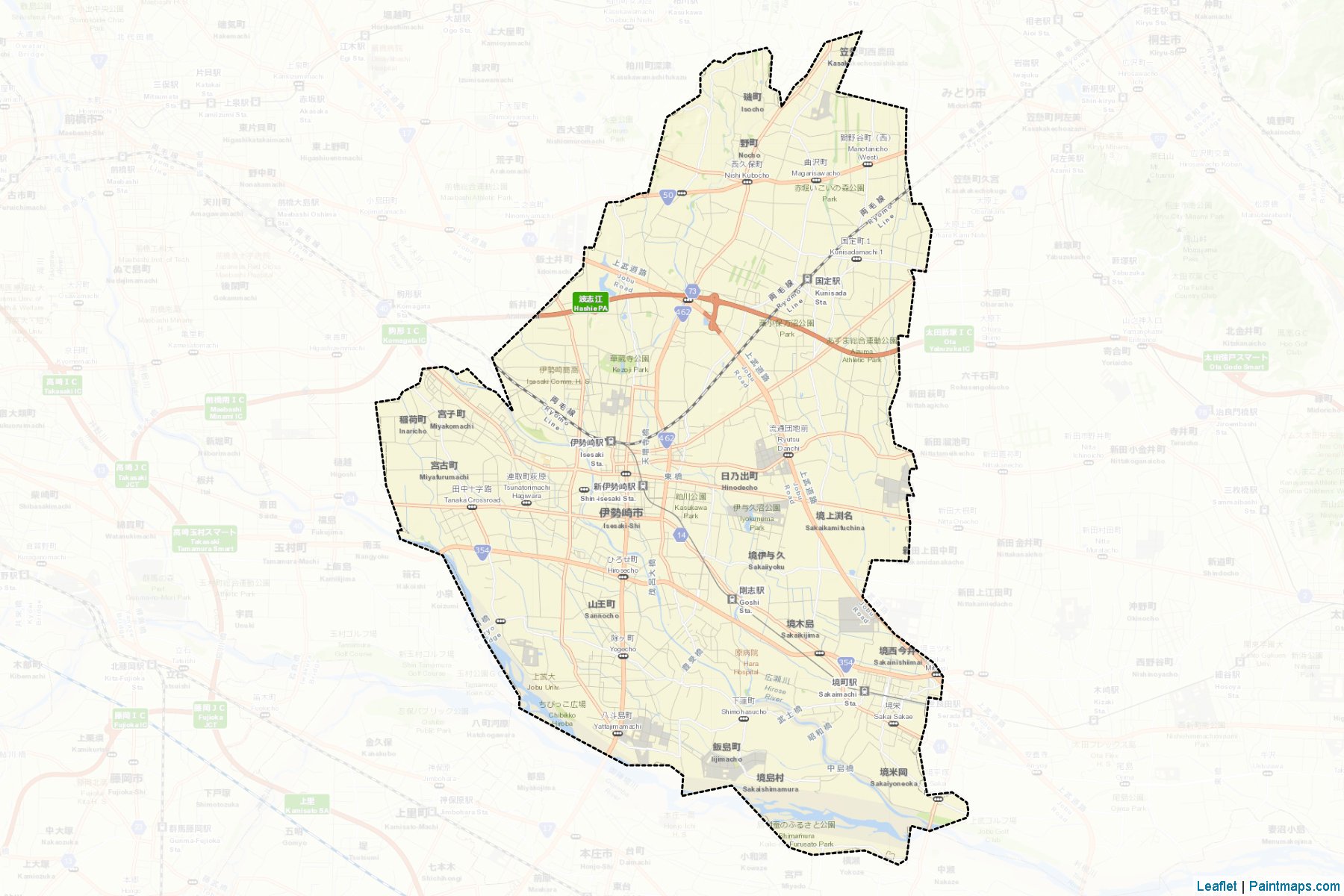 Isesaki (Gunma Prefecture) Map Cropping Samples-2