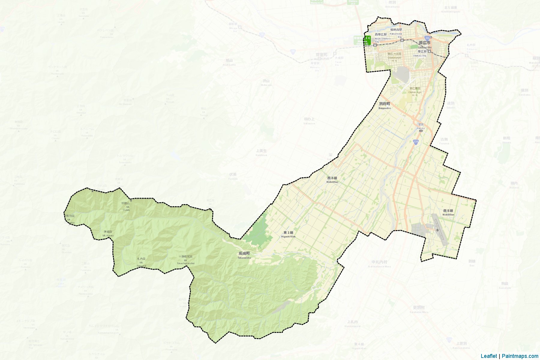 Obihiro (Hokkaido Prefecture) Map Cropping Samples-2