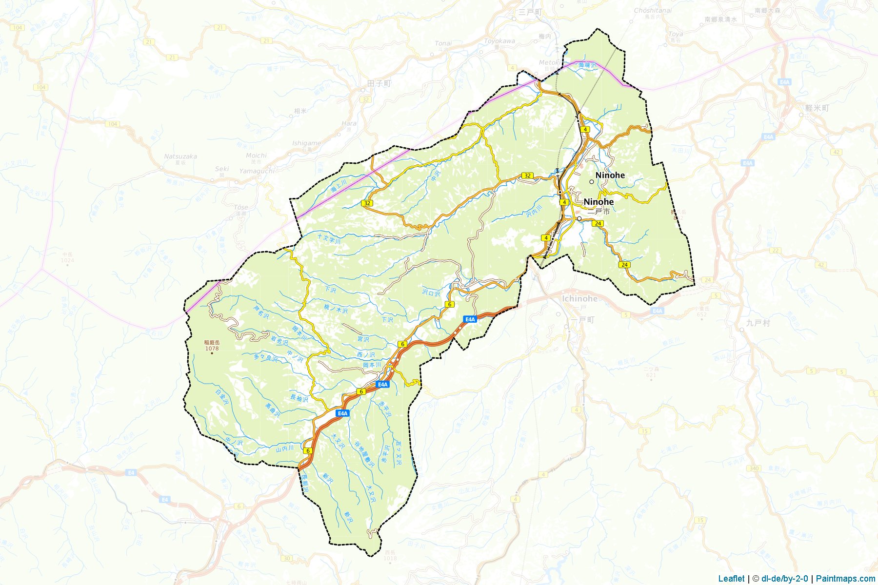 Ninohe (Iwate Prefecture) Map Cropping Samples-1