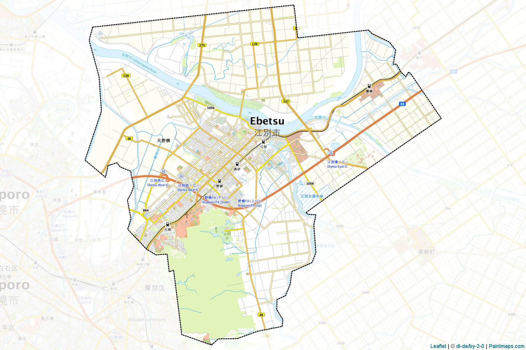 Muestras de recorte de mapas Ebetsu (Hokkaido)-1