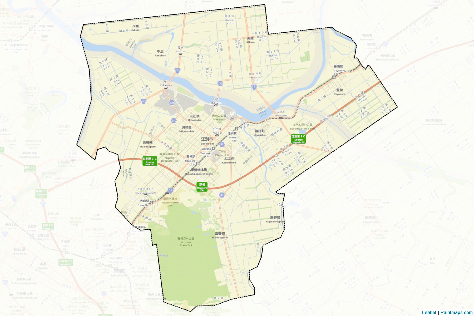 Muestras de recorte de mapas Ebetsu (Hokkaido)-2