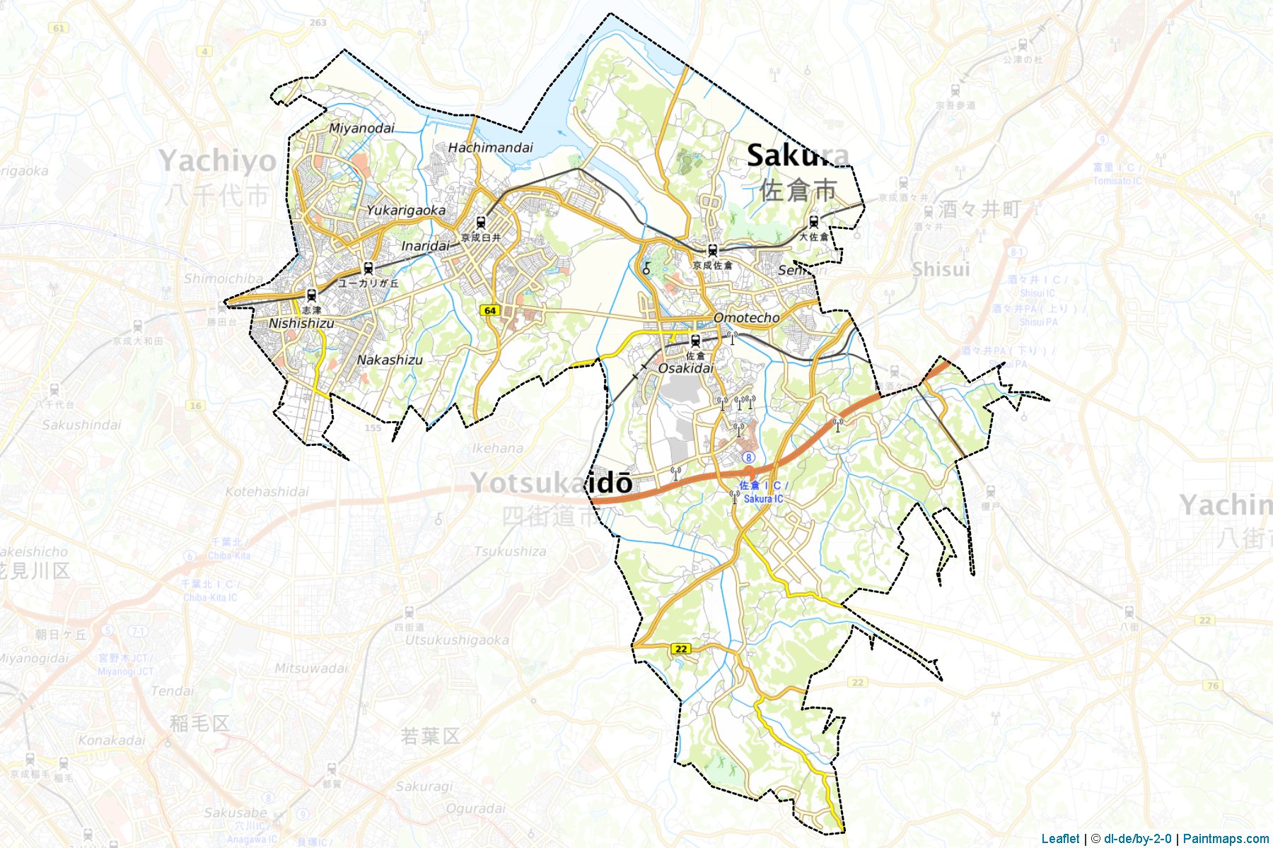 Muestras de recorte de mapas Sakura (Chiba)-1