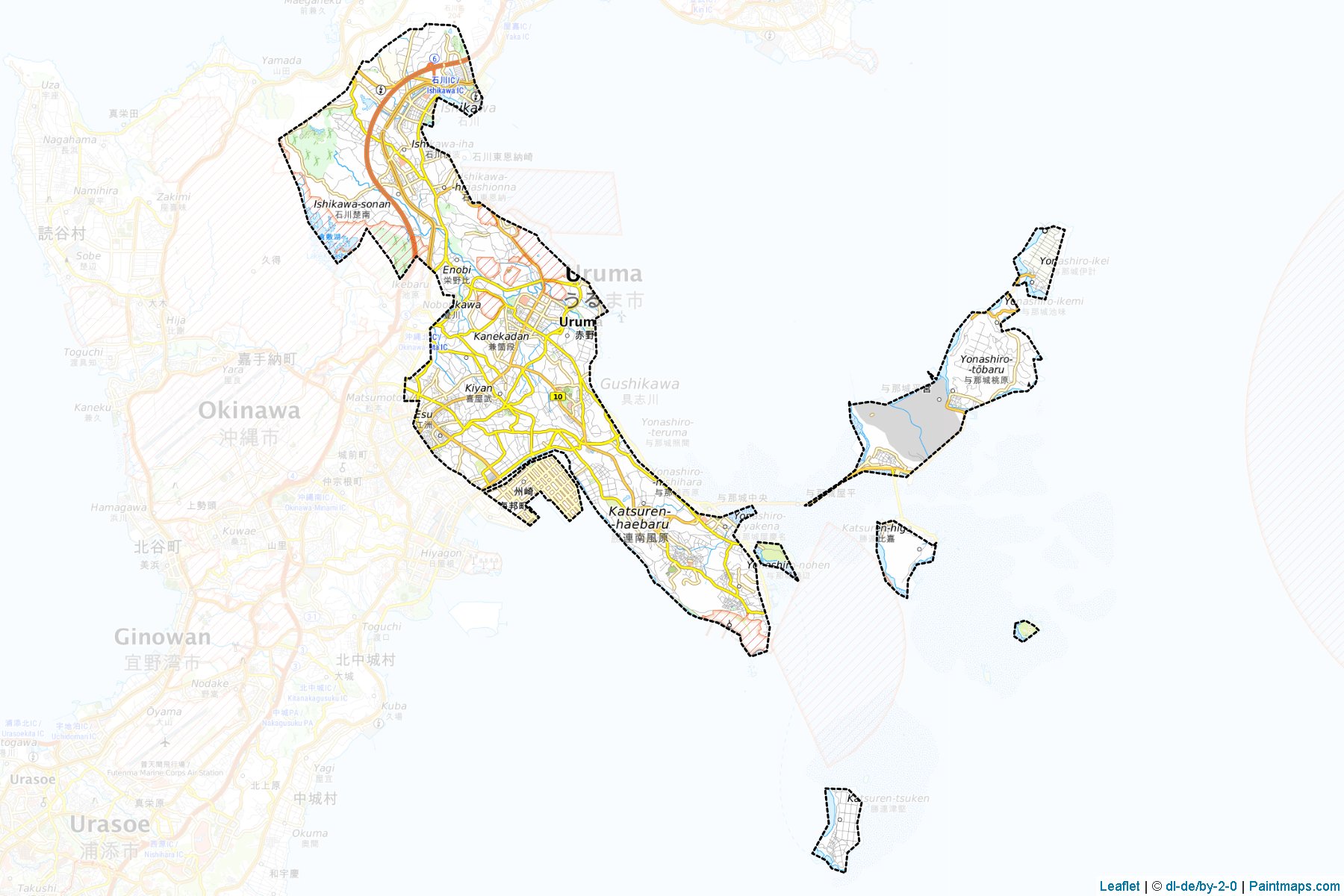 Muestras de recorte de mapas Uruma (Okinawa)-1