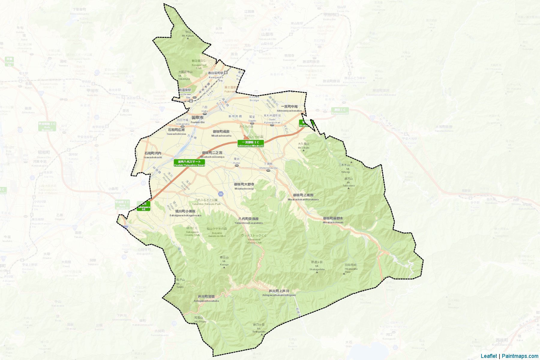 Muestras de recorte de mapas Fuefuki (Yamanashi)-2